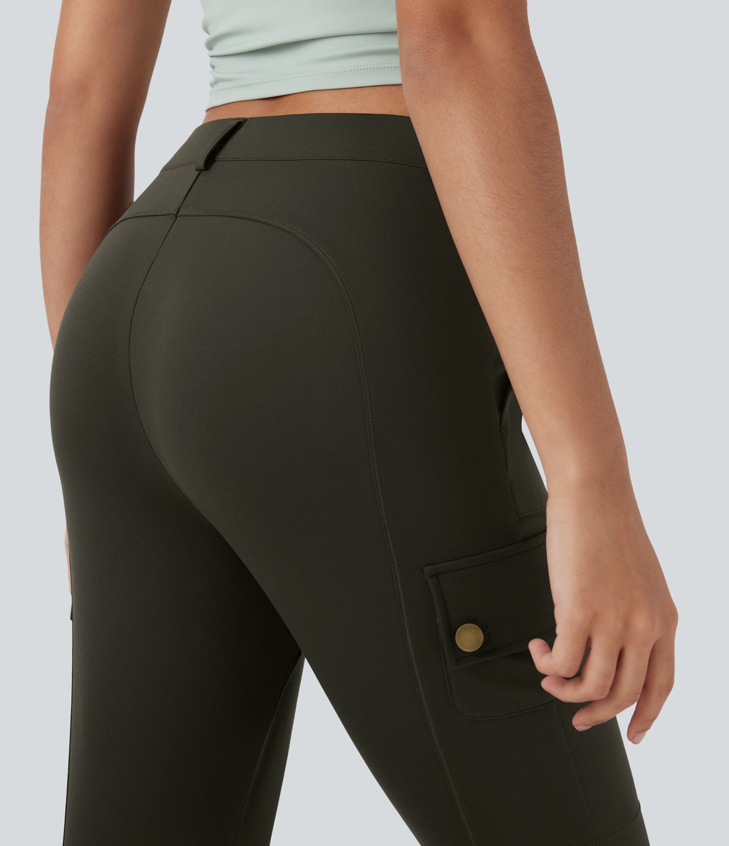 High Waisted Zipper Pockets Solid Skinny Pedal Pusher Casual Cargo Pants