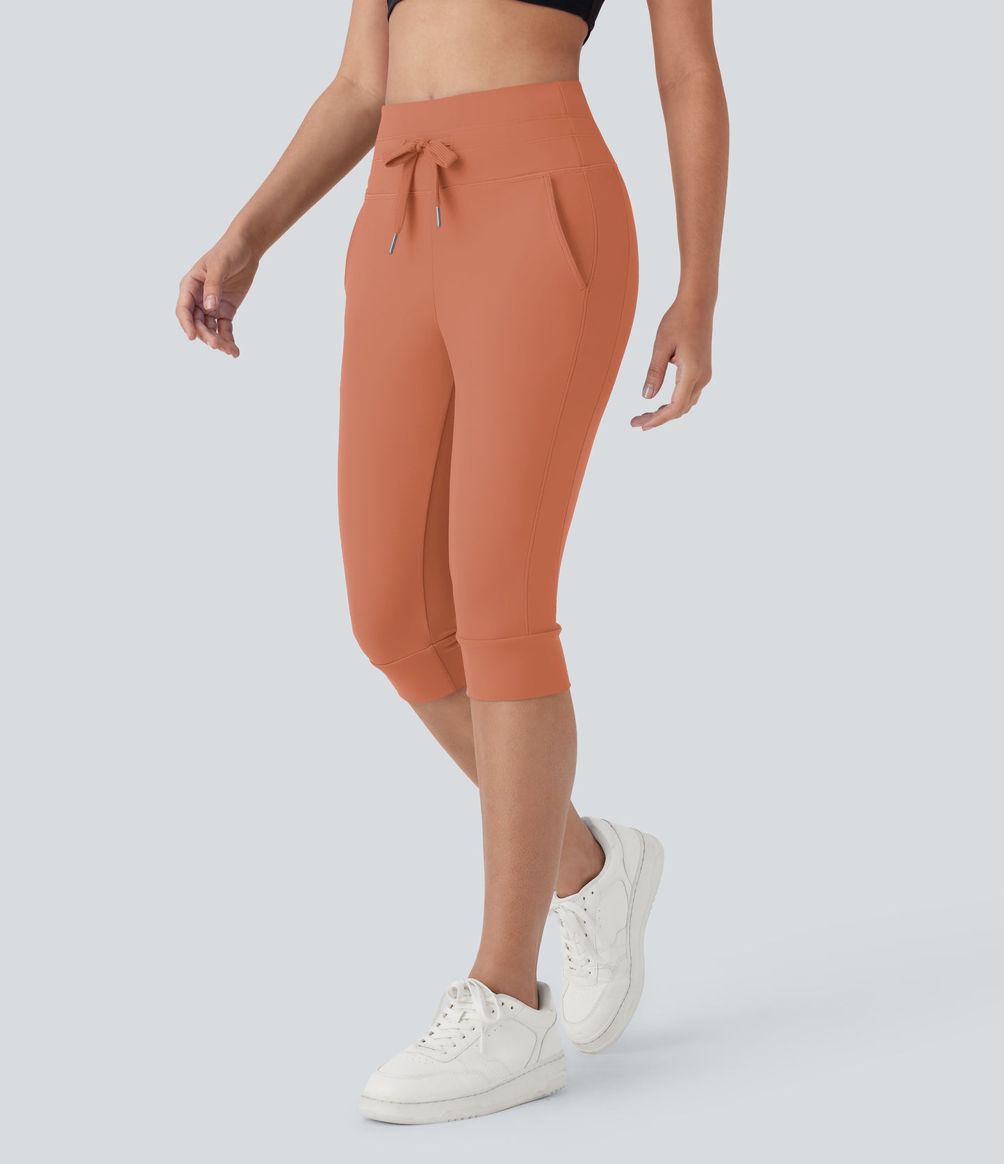 High Waisted Drawstring Pocket Yoga Pedal Pusher Joggers