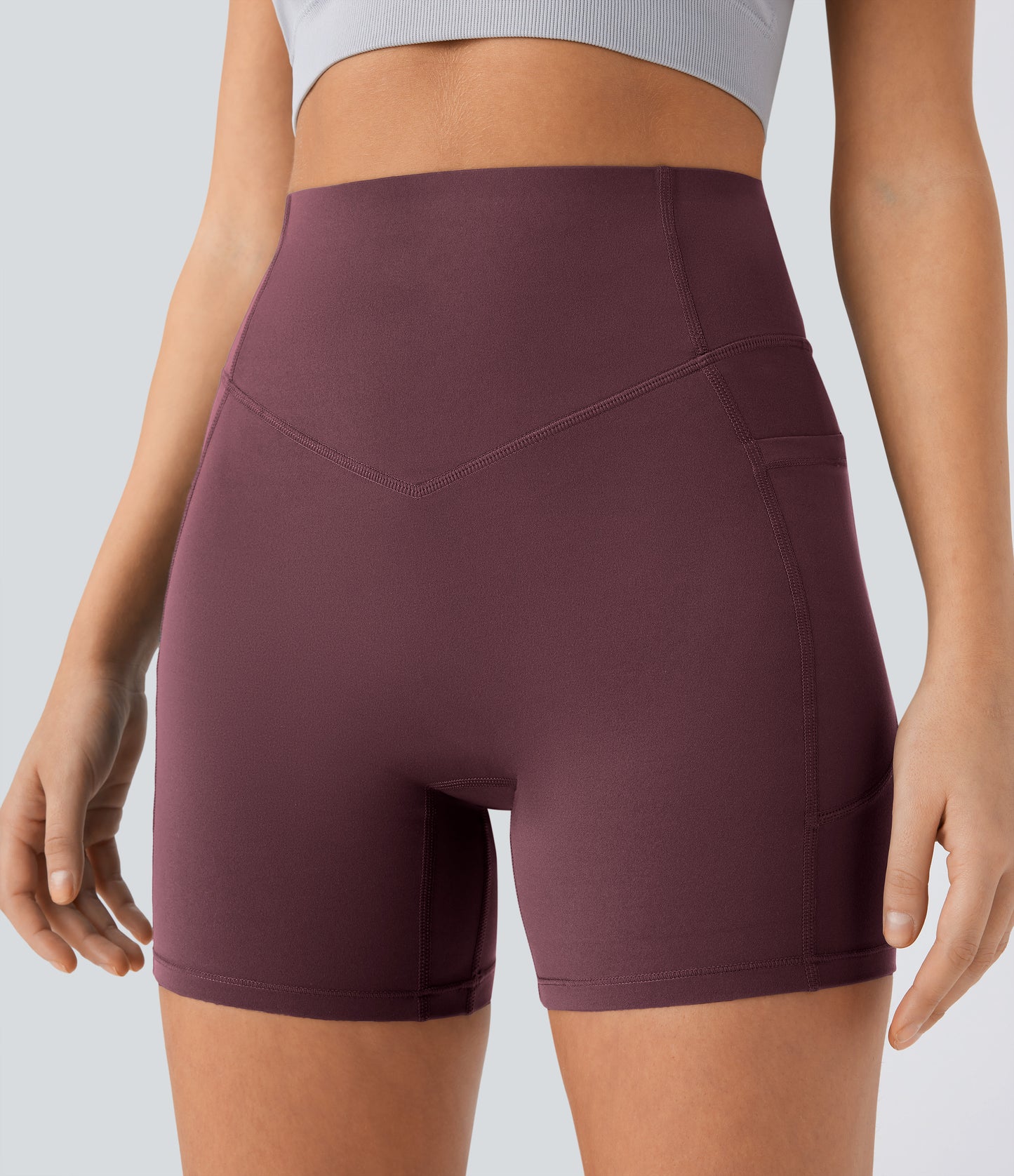 Høy midje, skrumpet rumpeløftende, magekontroll, formende sidelommer, treningsbiker-shorts 12,5 cm