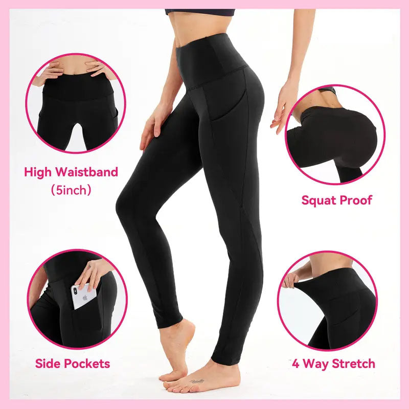 1/3 Pack Plus Size Leggings for Women with Pockets - High Wais Breathable & Stretchy Yoga Pants for Summer Casual & Workout Wear