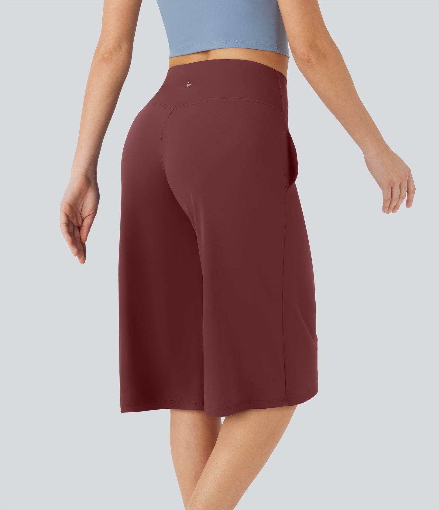 High Waisted Wide Leg Cool Touch Yoga Pedal Pusher Pants with Pockets