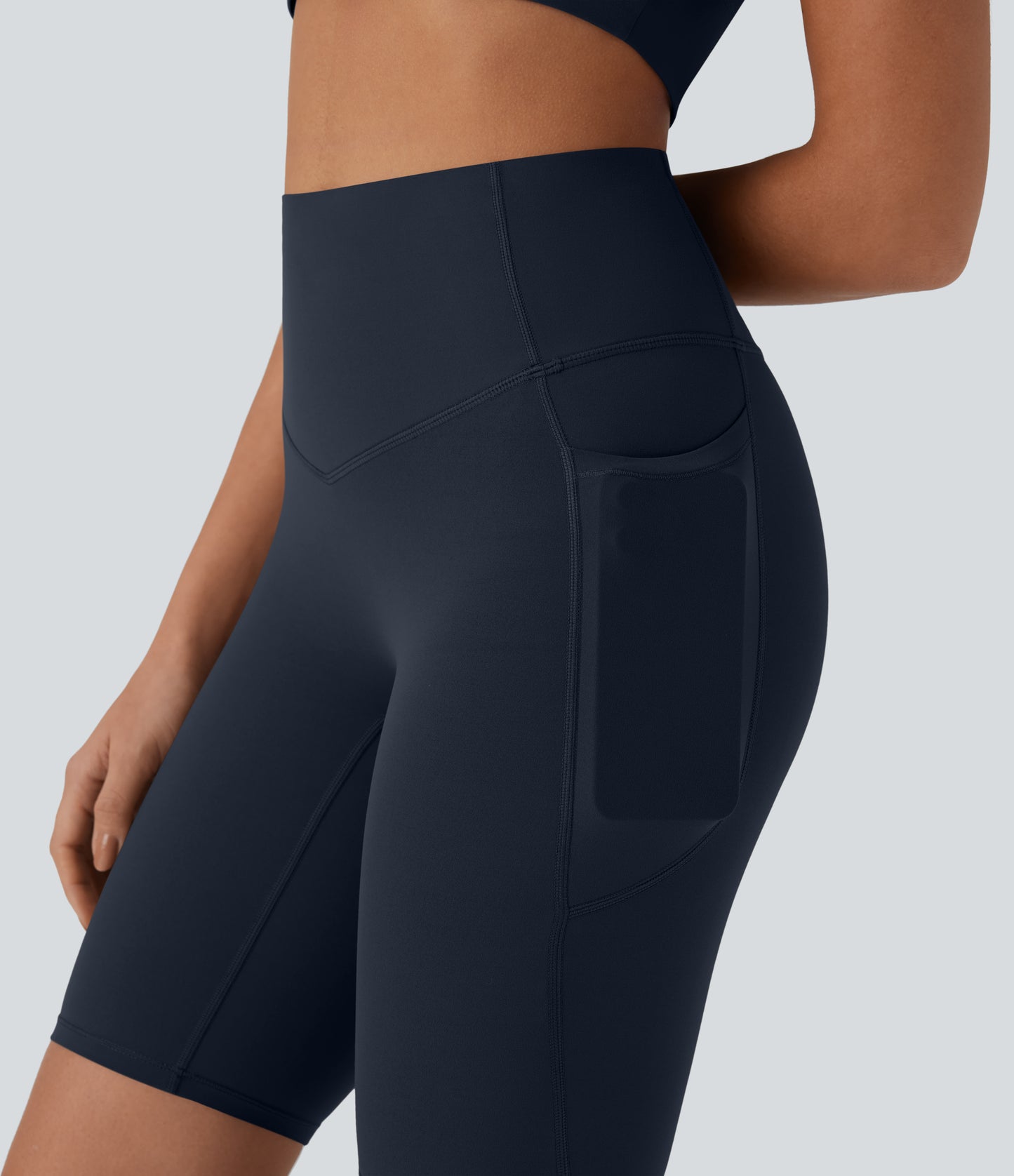 High Waisted Tummy Control Pocket Shaping Training Biker Shorts 9''