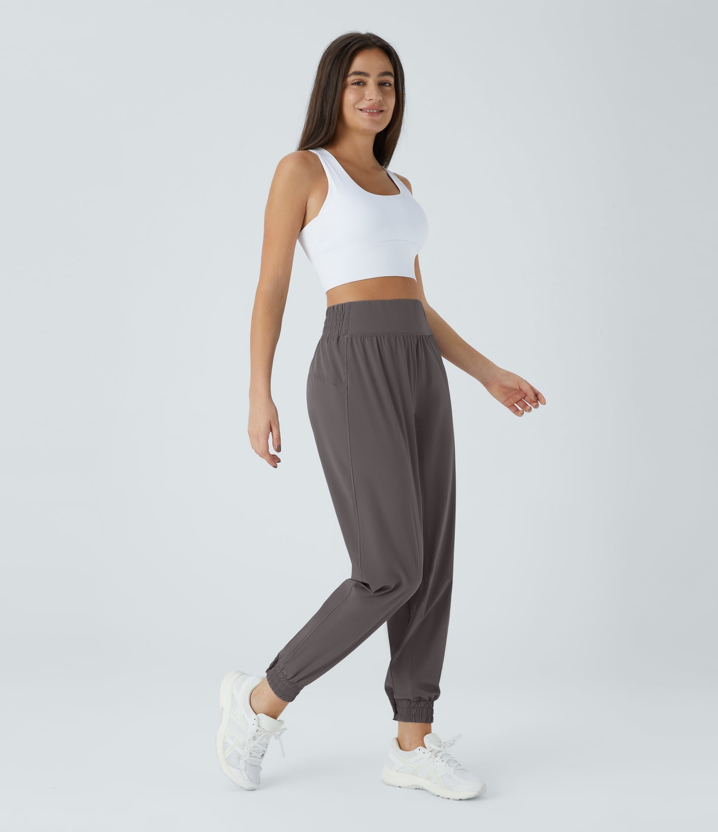 High Waisted Elastic Waistband Hiking Joggers
