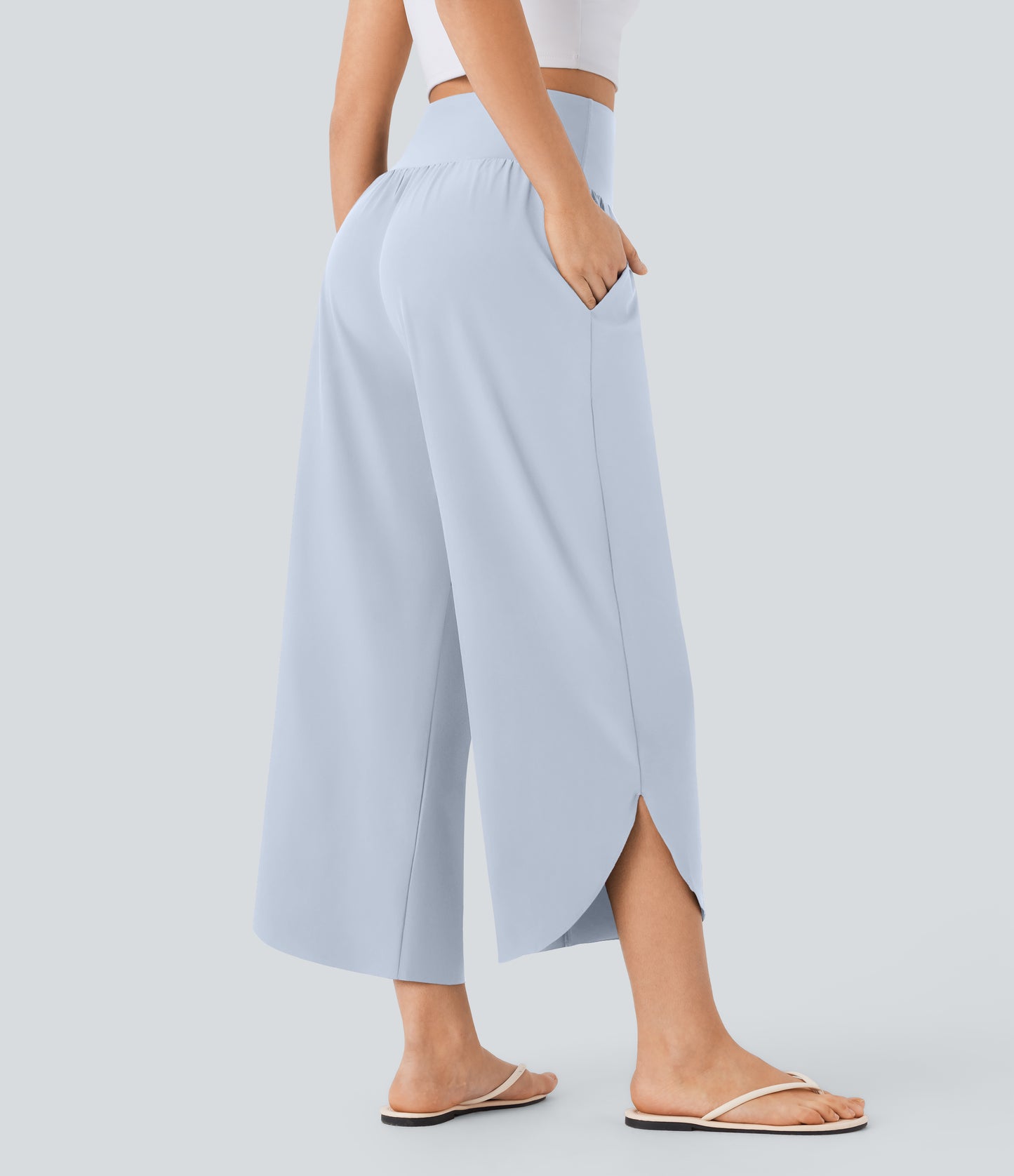 High Waisted Tummy Control Pocket Hem Quick Dry Pants