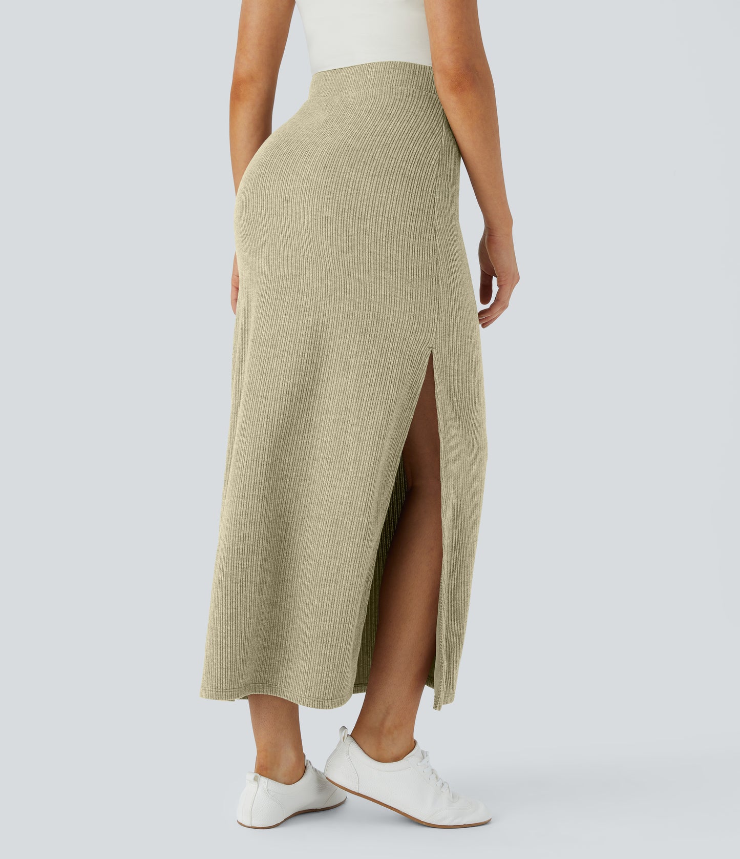 High Waisted Hem A Line Maxi Casual Skirt
