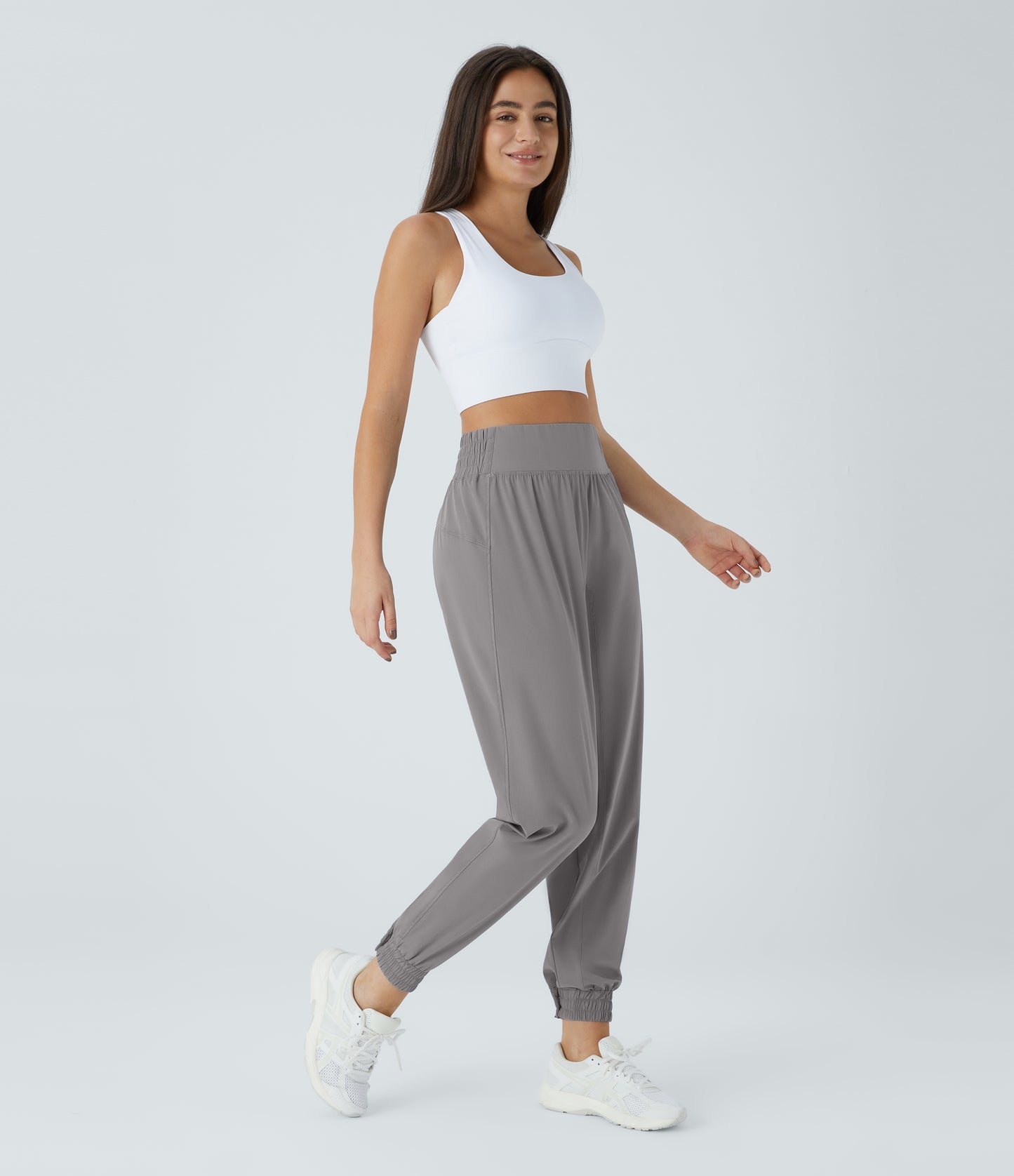 High Waisted Elastic Waistband Hiking Joggers