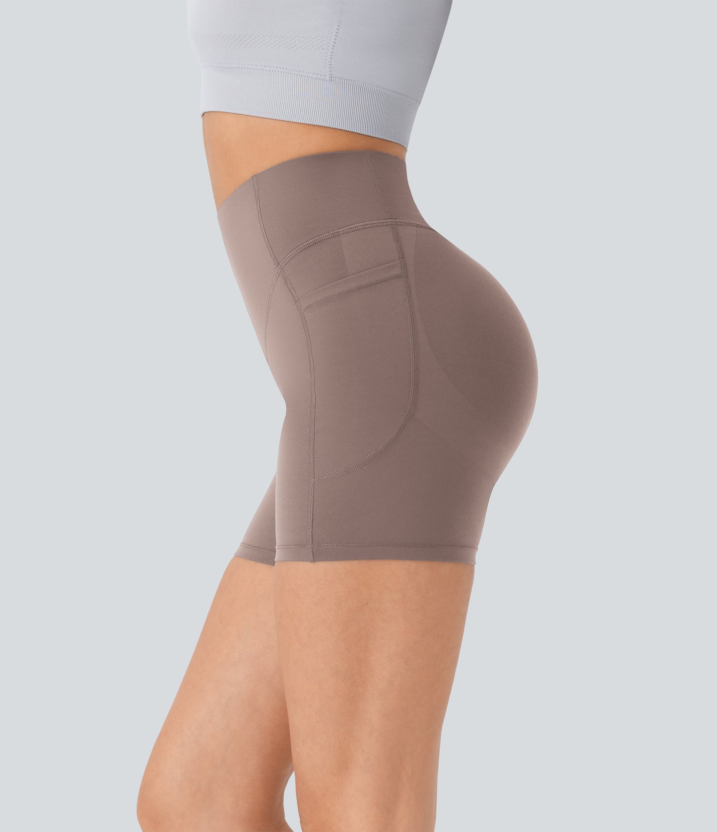 Høy midje, skrumpet rumpeløftende, magekontroll, formende sidelommer, treningsbiker-shorts 12,5 cm