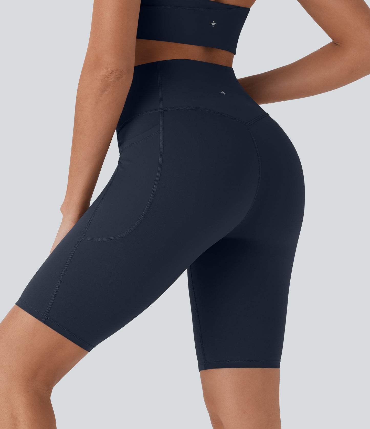 High Waisted Tummy Control Pocket Shaping Training Biker Shorts 9''