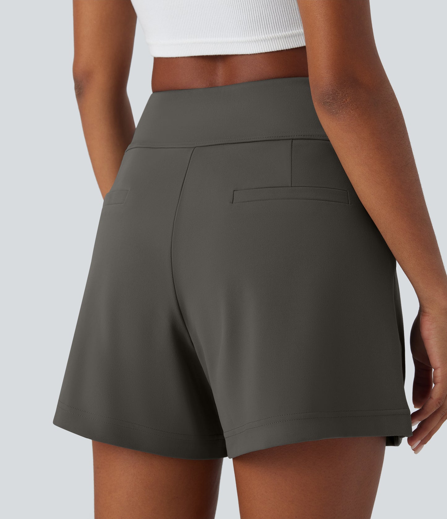 High Waisted Pocket Wide Leg Work Shorts
