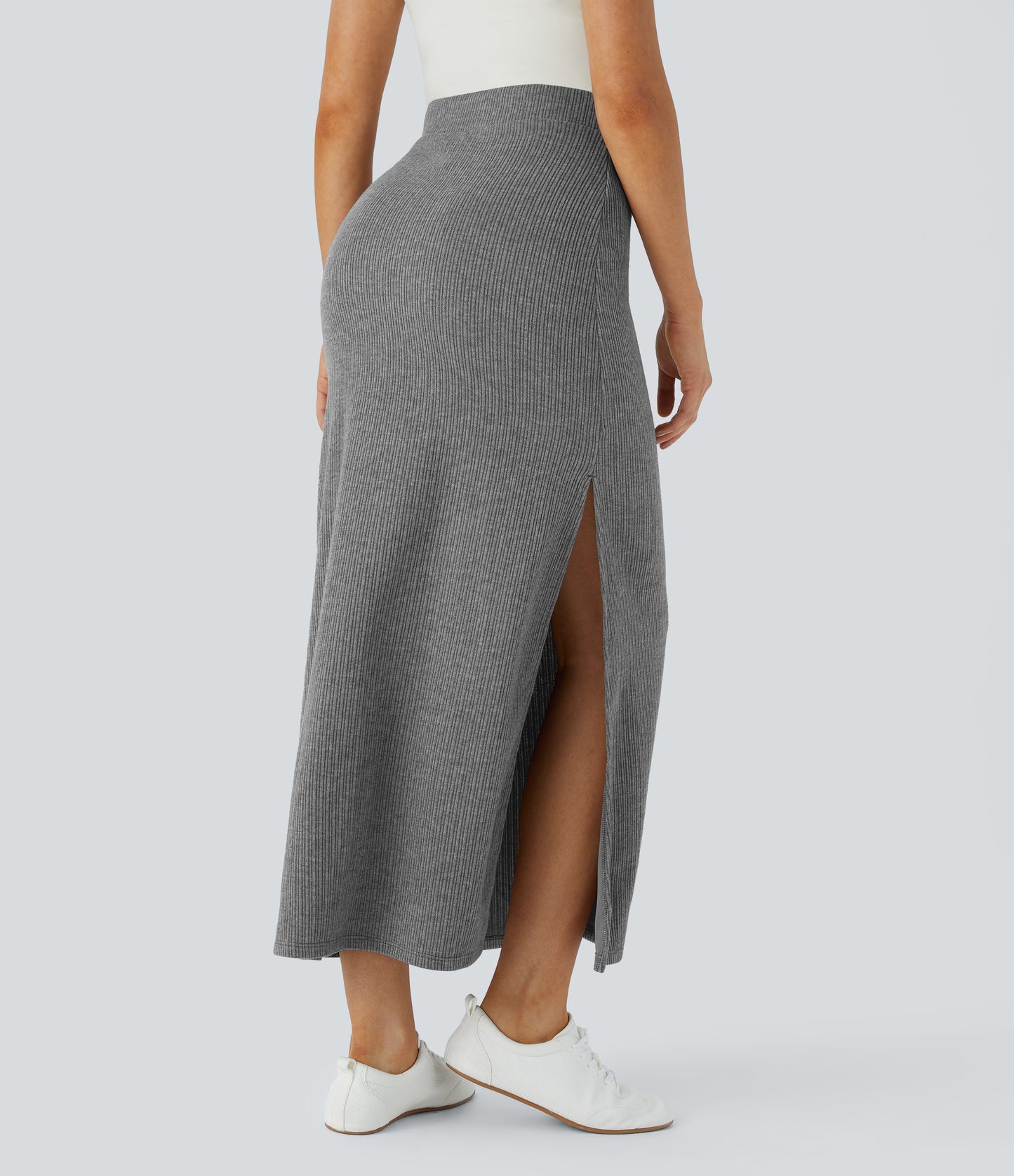 High Waisted Hem A Line Maxi Casual Skirt