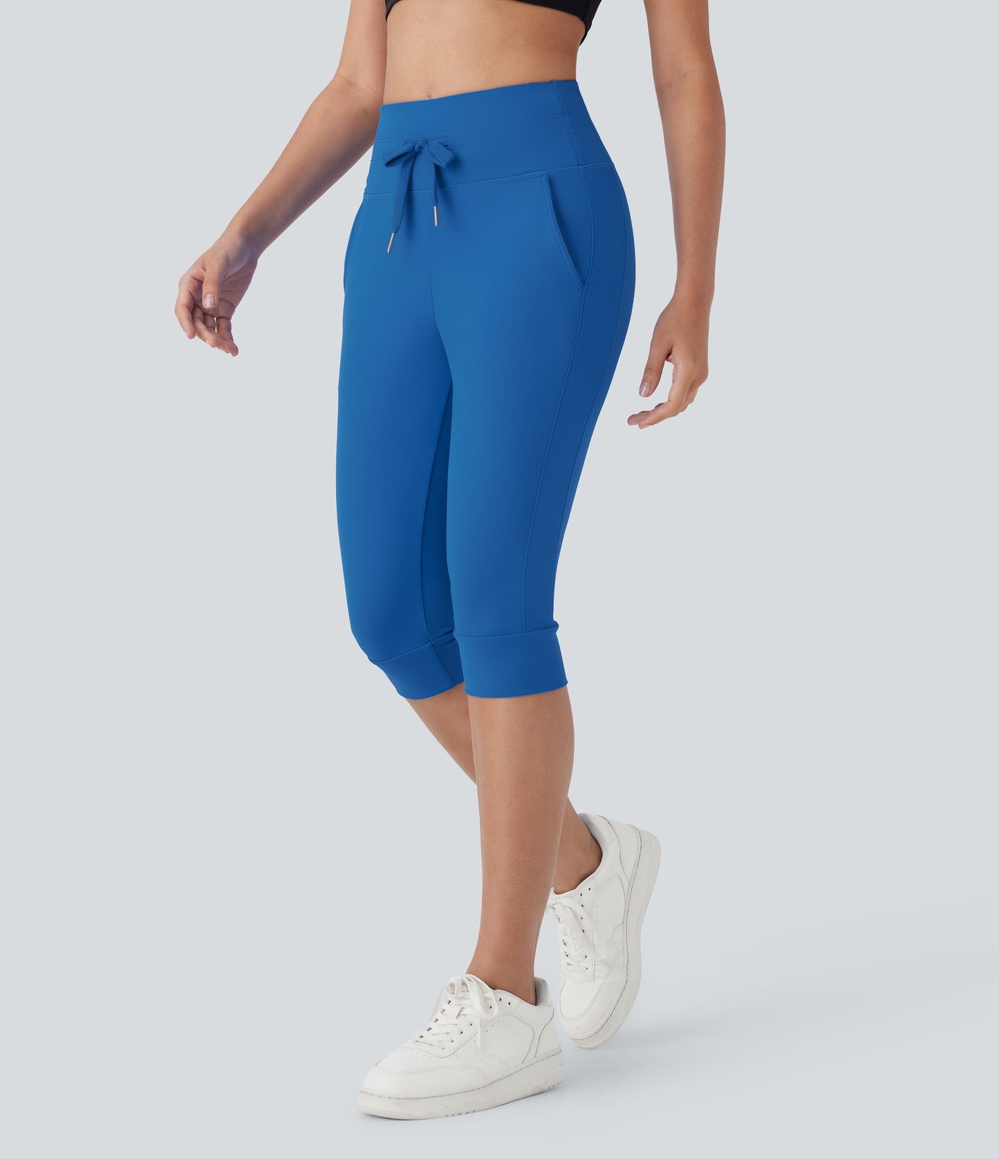 High Waisted Drawstring Pocket Yoga Pedal Pusher Joggers