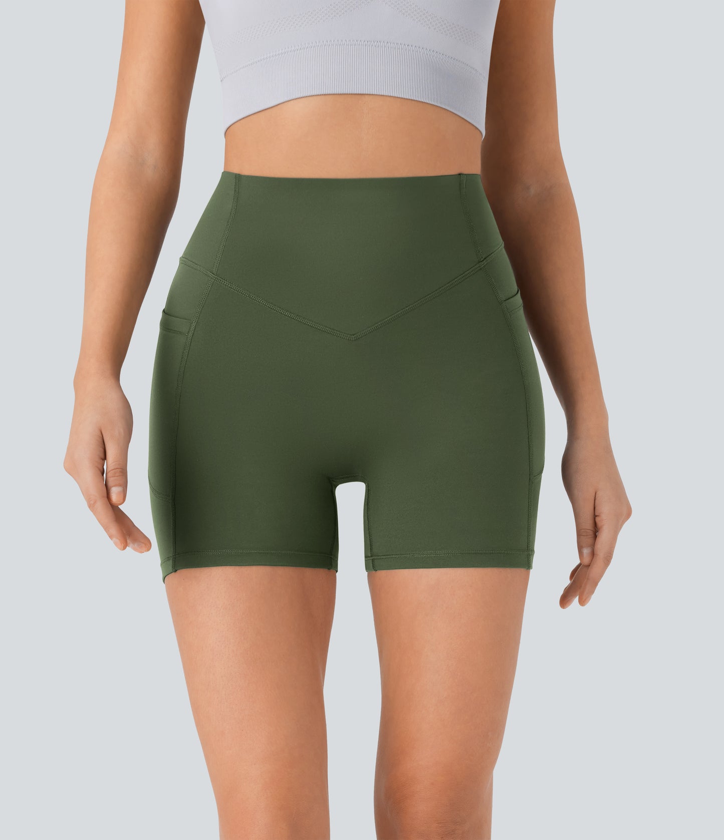 Høy midje, skrumpet rumpeløftende, magekontroll, formende sidelommer, treningsbiker-shorts 12,5 cm