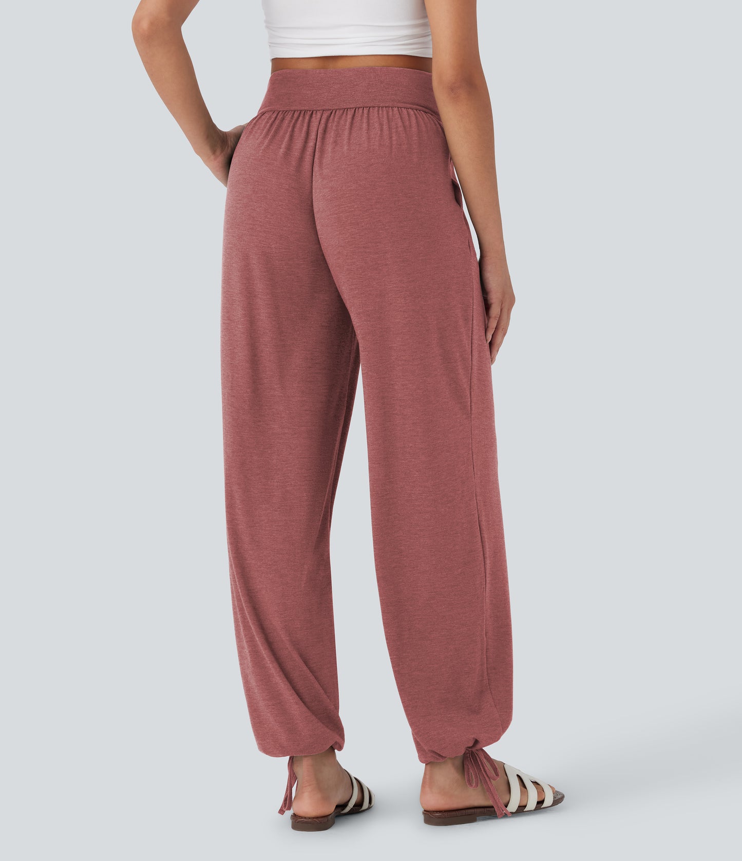High Waisted Pocket Drawstring Casual Joggers