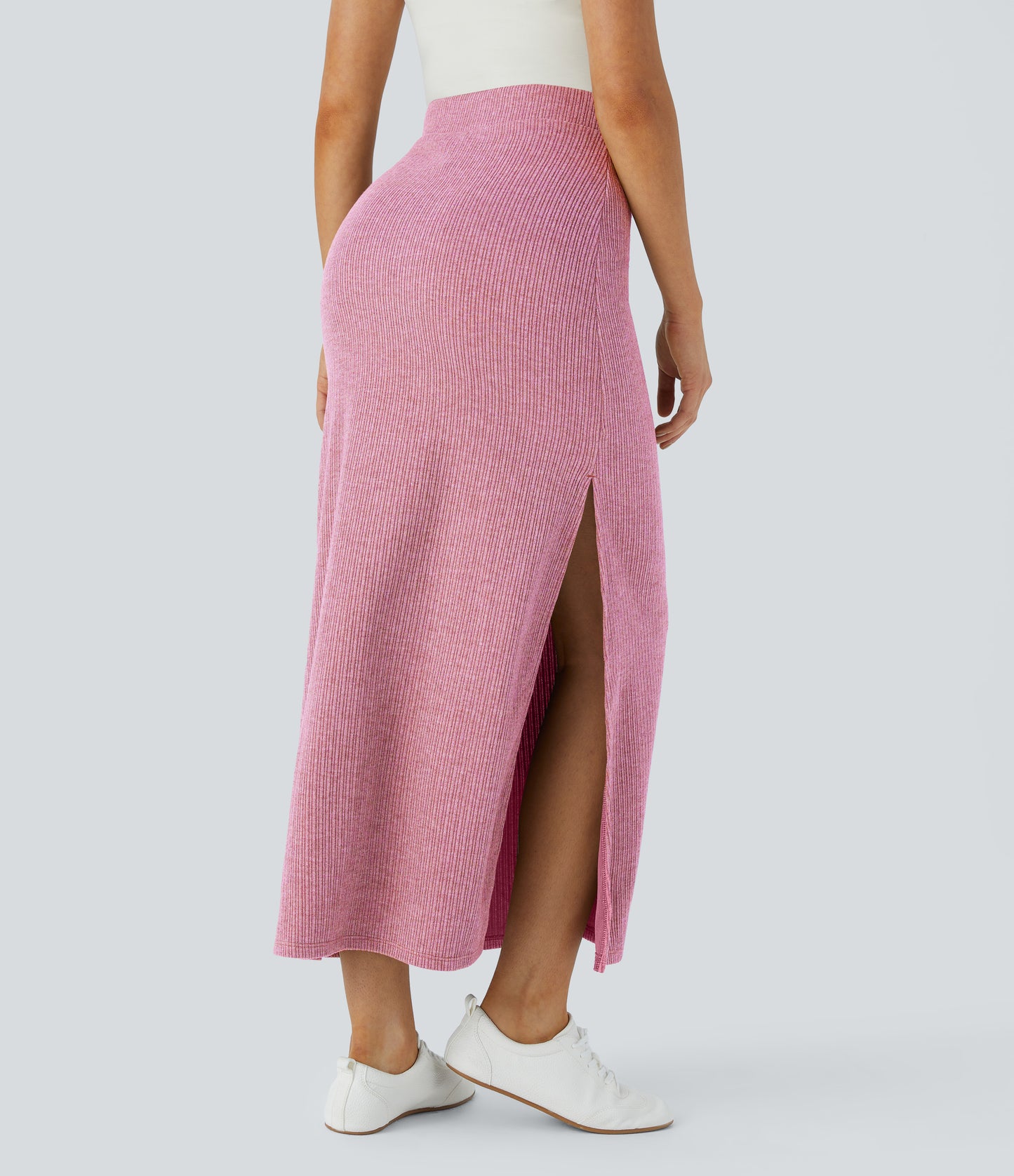 High Waisted Hem A Line Maxi Casual Skirt