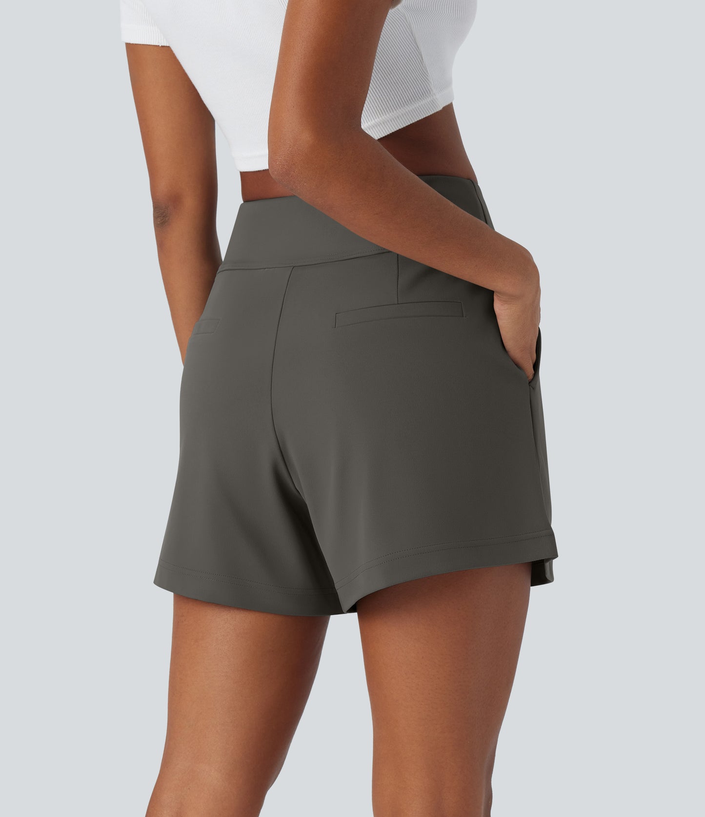 High Waisted Pocket Wide Leg Work Shorts