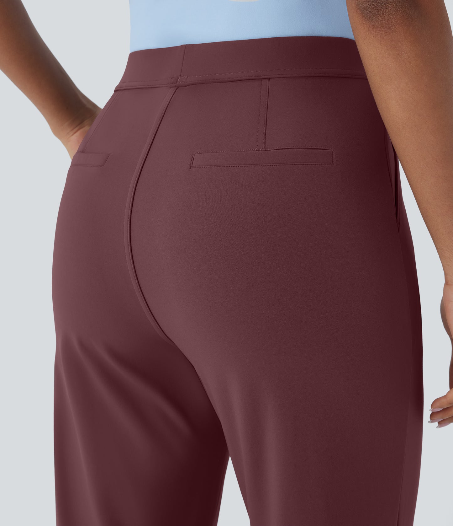 High Waisted Pocket Ankle Length Tapered Work Pants