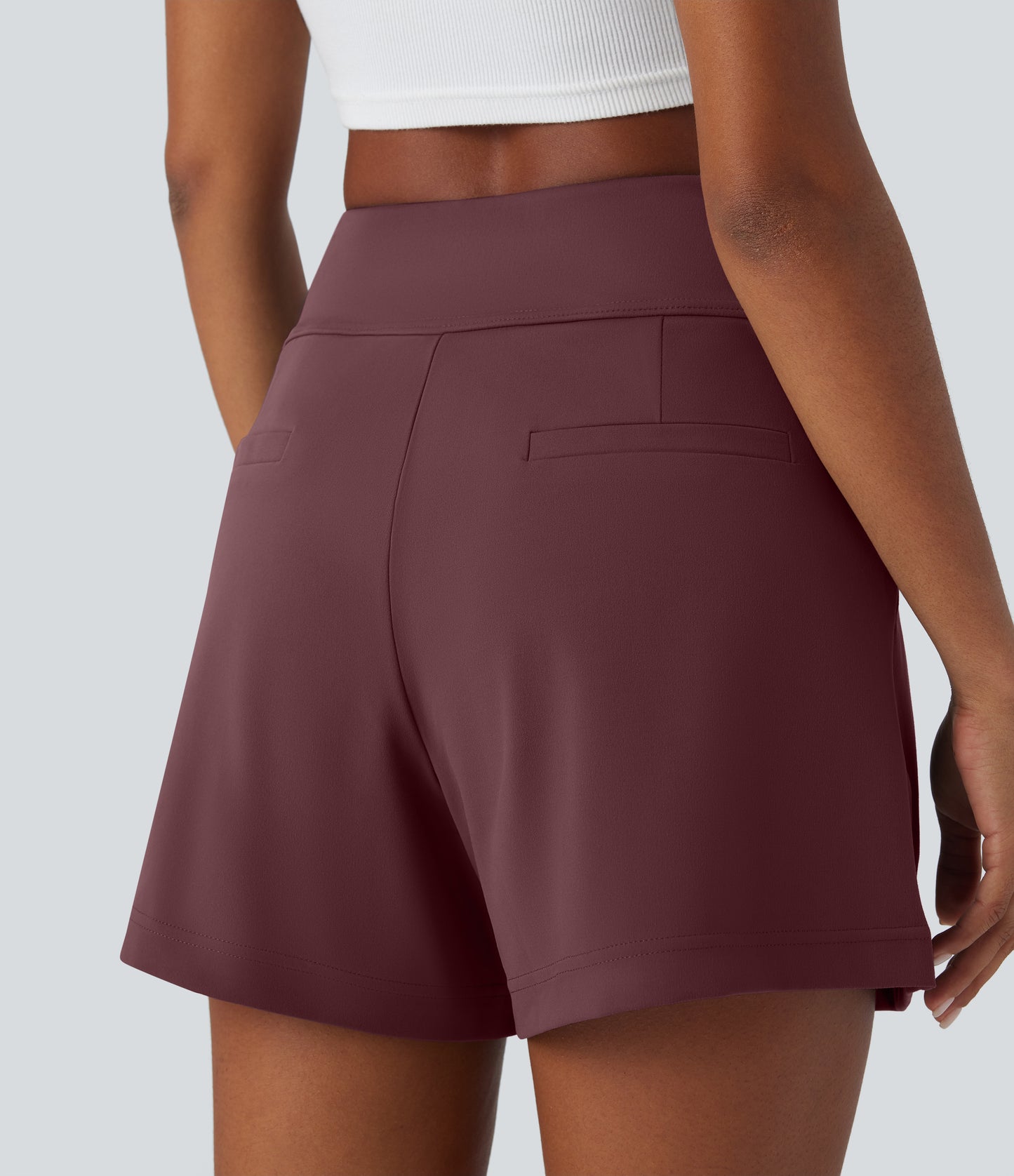 High Waisted Pocket Wide Leg Work Shorts