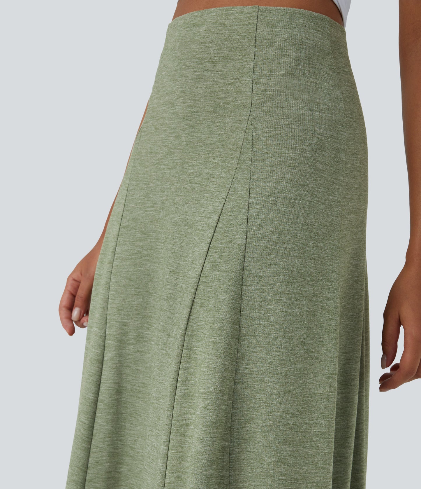 High Waisted Side Zipper Maxi Casual Flare Skirt