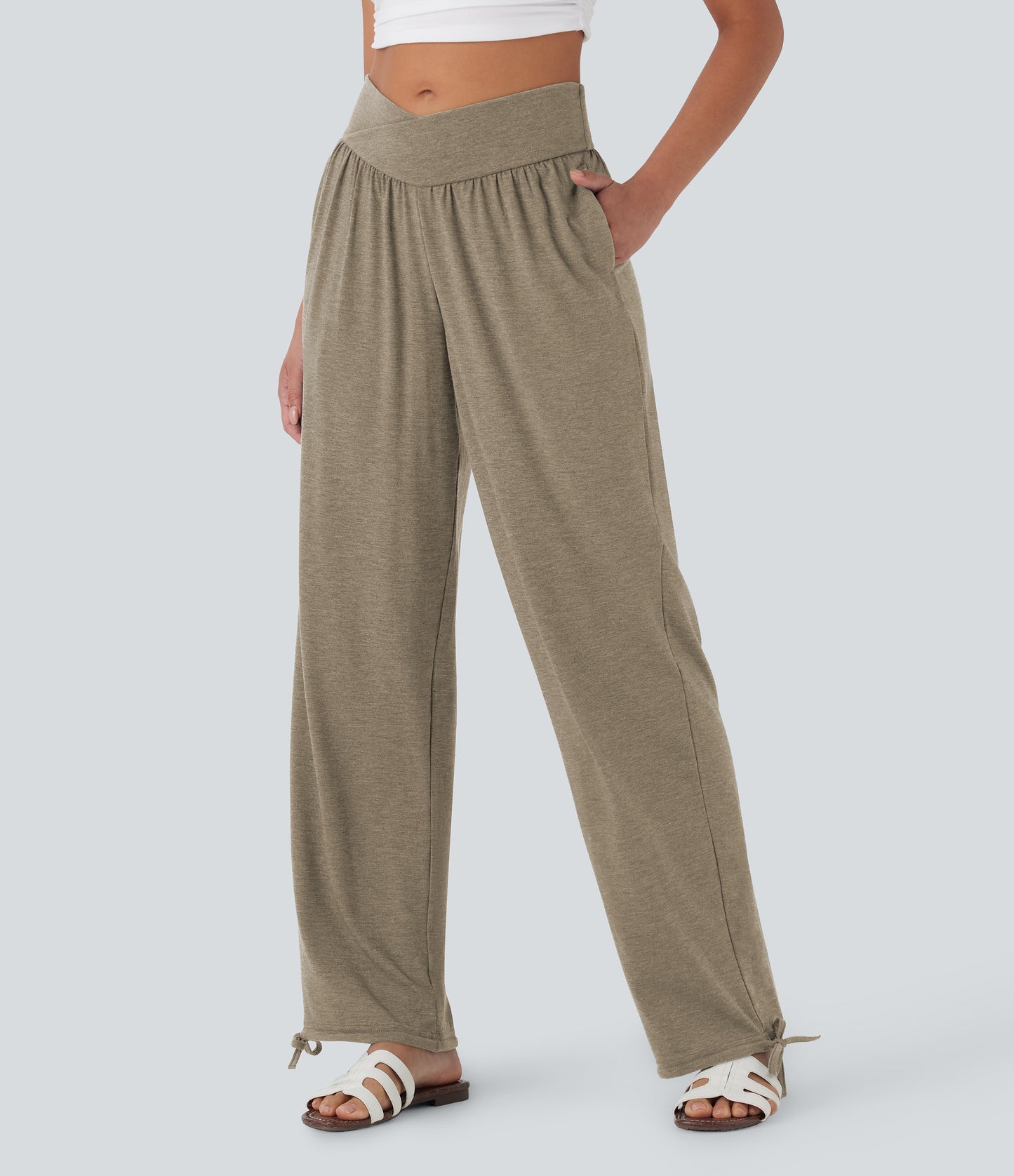 High Waisted Pocket Drawstring Casual Joggers