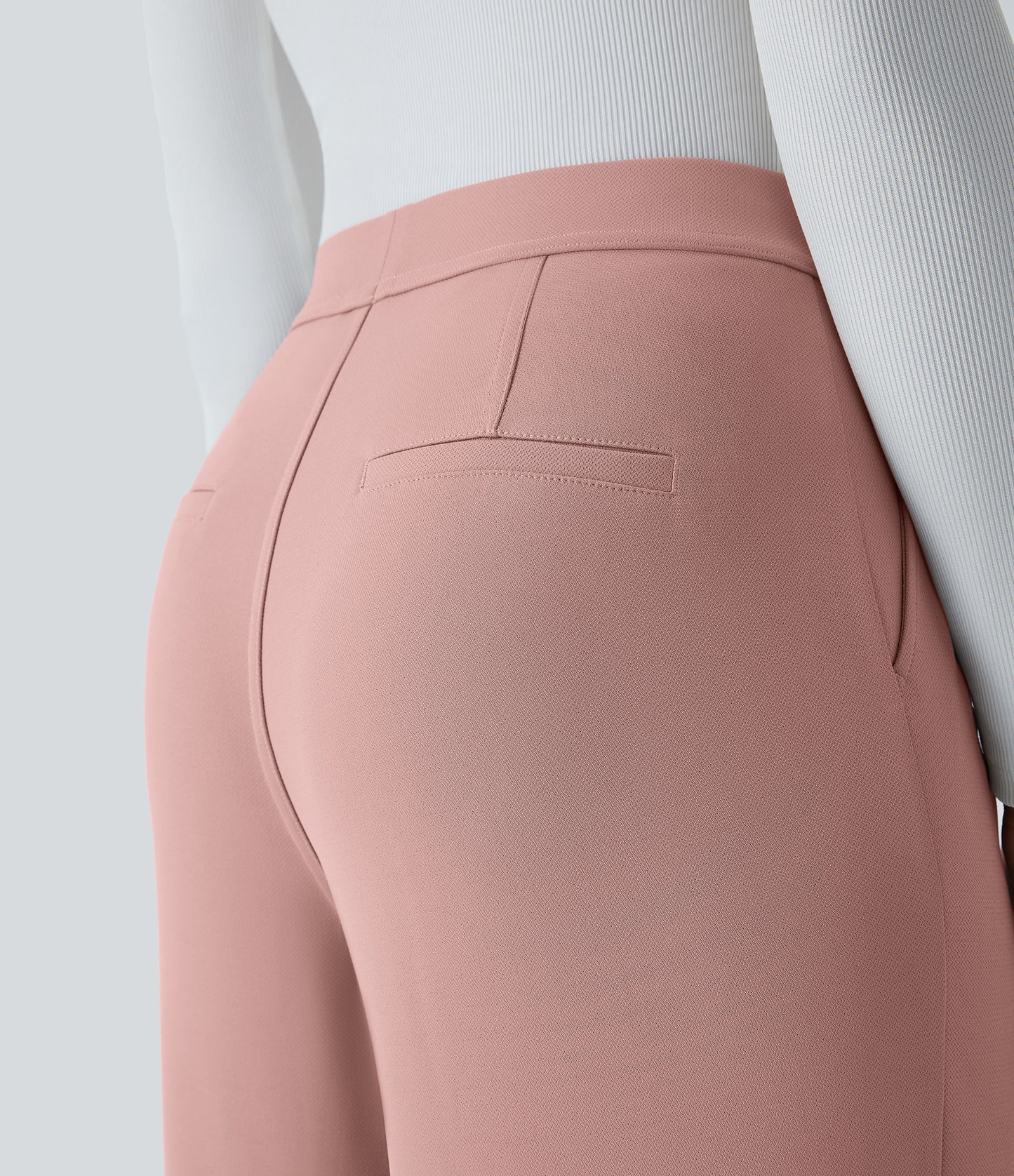 High Waisted Pocket Straight Leg Crepe Work Pants