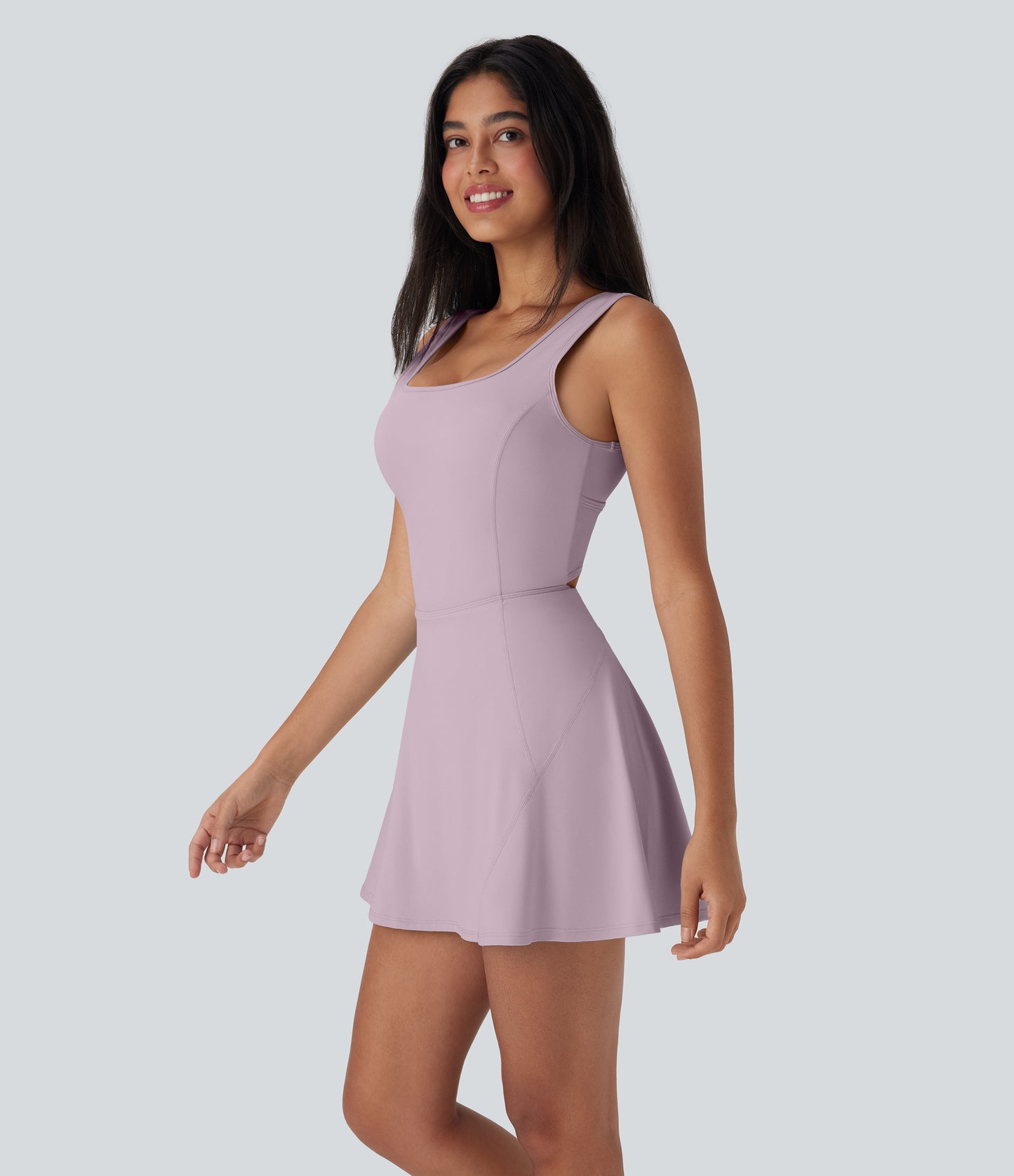 U Neck 2-in-1 Pocket Mini Cool Touch Dance Active Dress-Easy Peezy