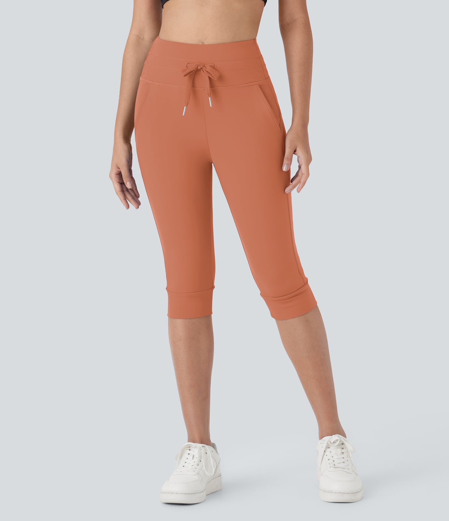 High Waisted Drawstring Pocket Yoga Pedal Pusher Joggers