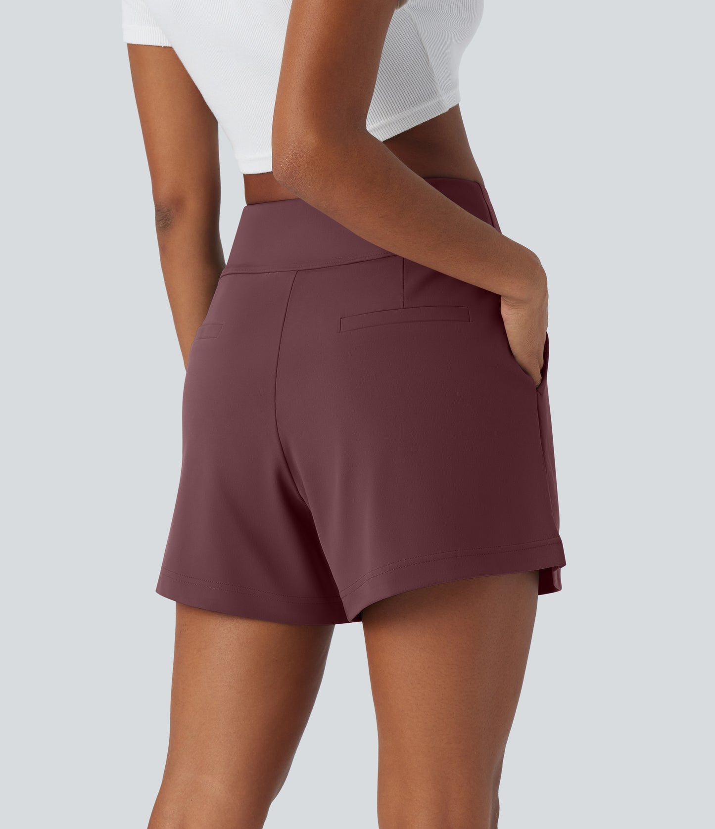 High Waisted Pocket Wide Leg Work Shorts