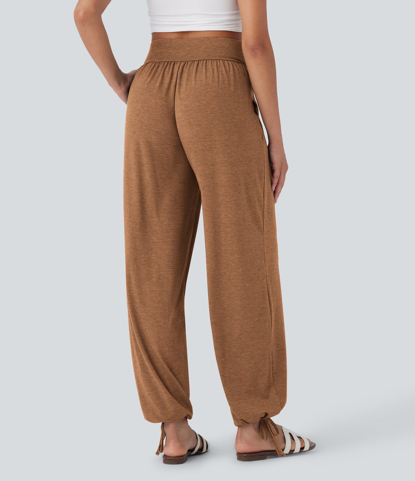 High Waisted Pocket Drawstring Casual Joggers