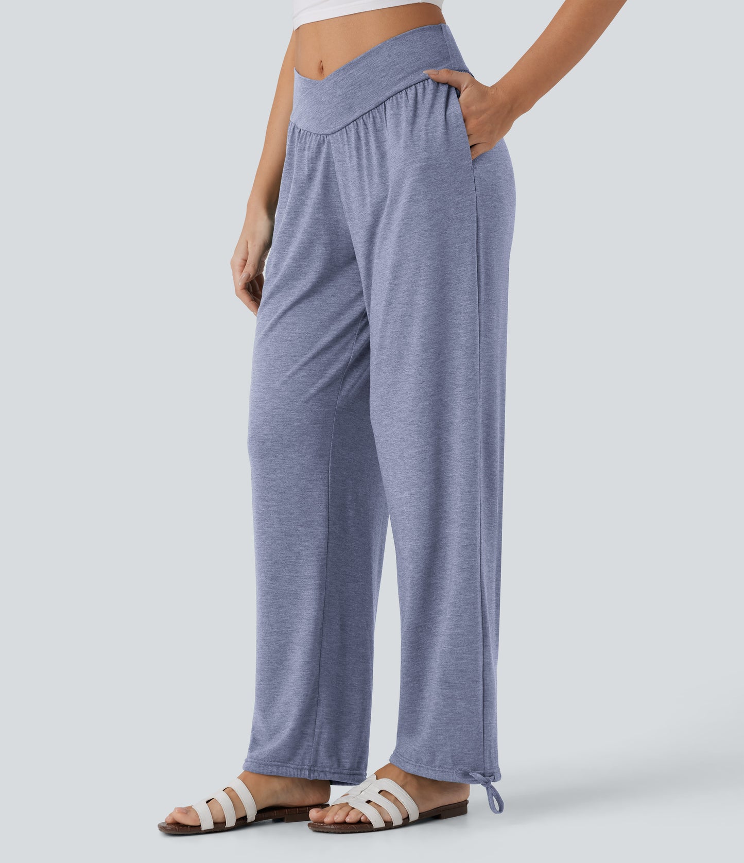 High Waisted Pocket Drawstring Casual Joggers