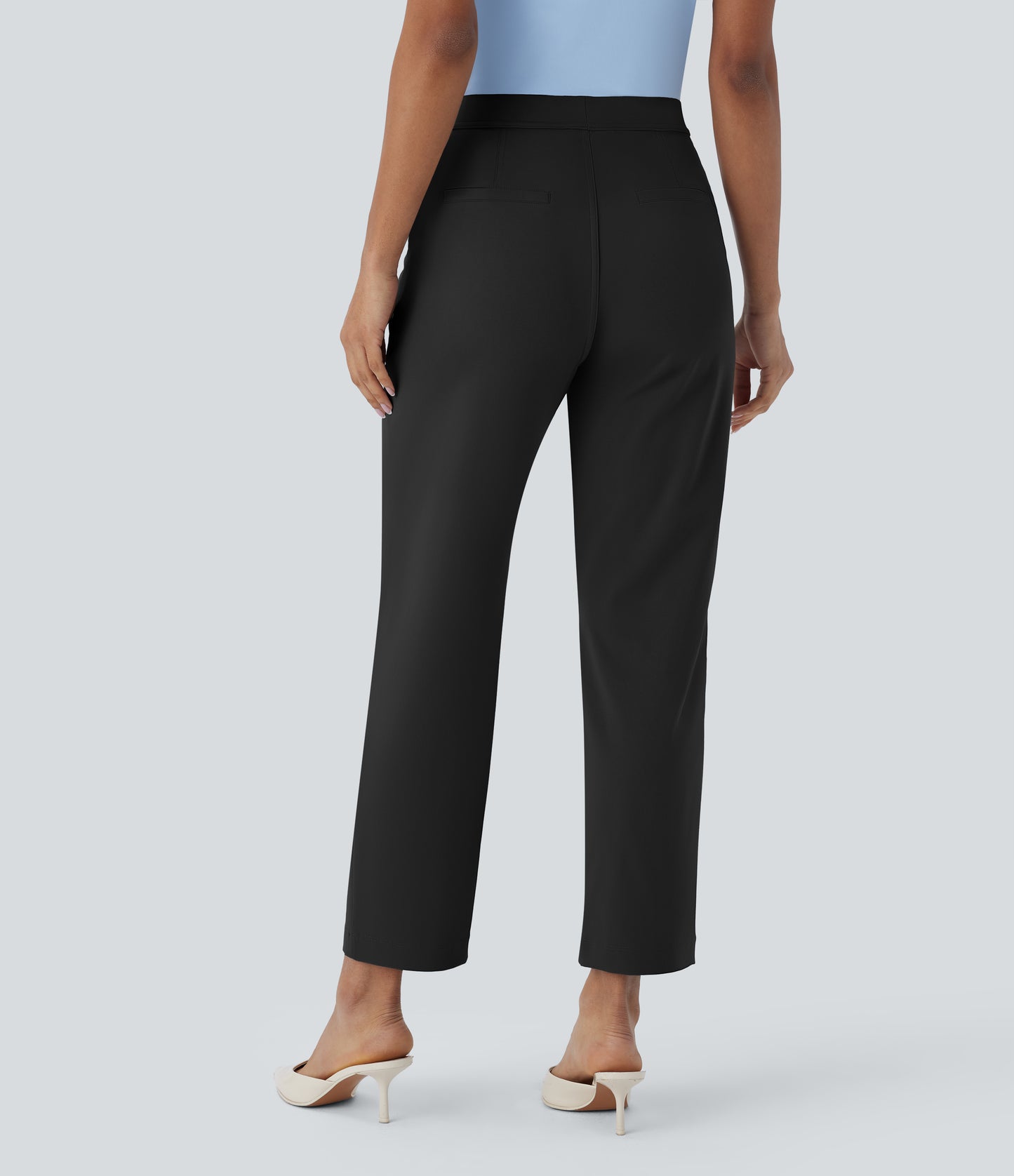 High Waisted Pocket Ankle Length Tapered Work Pants