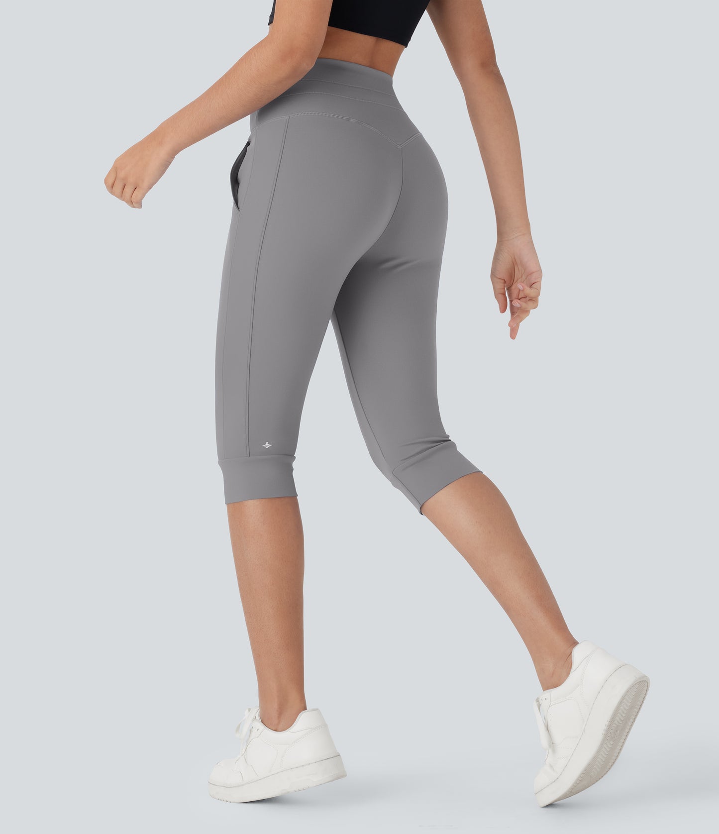 High Waisted Drawstring Pocket Yoga Pedal Pusher Joggers
