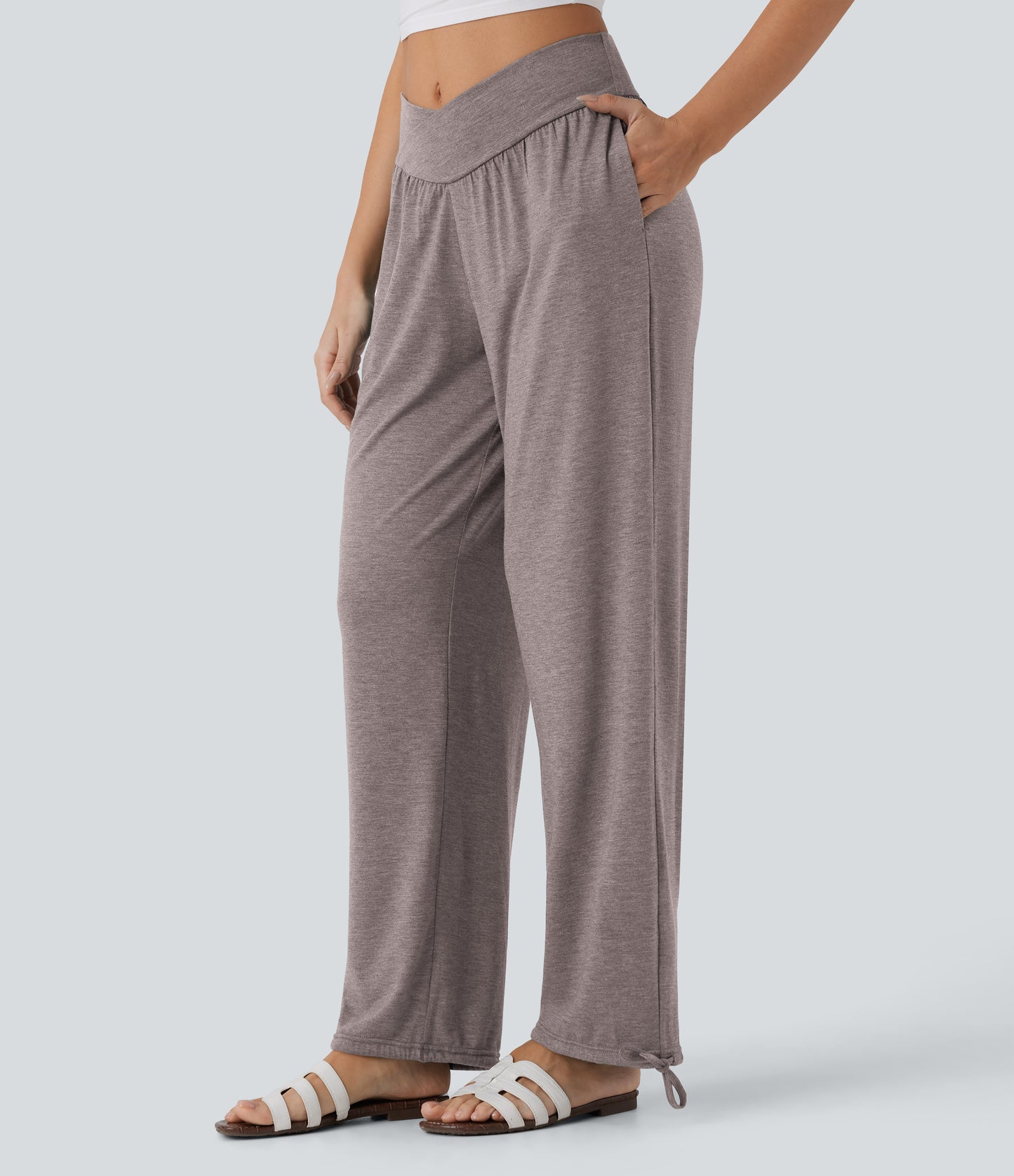 High Waisted Pocket Drawstring Casual Joggers