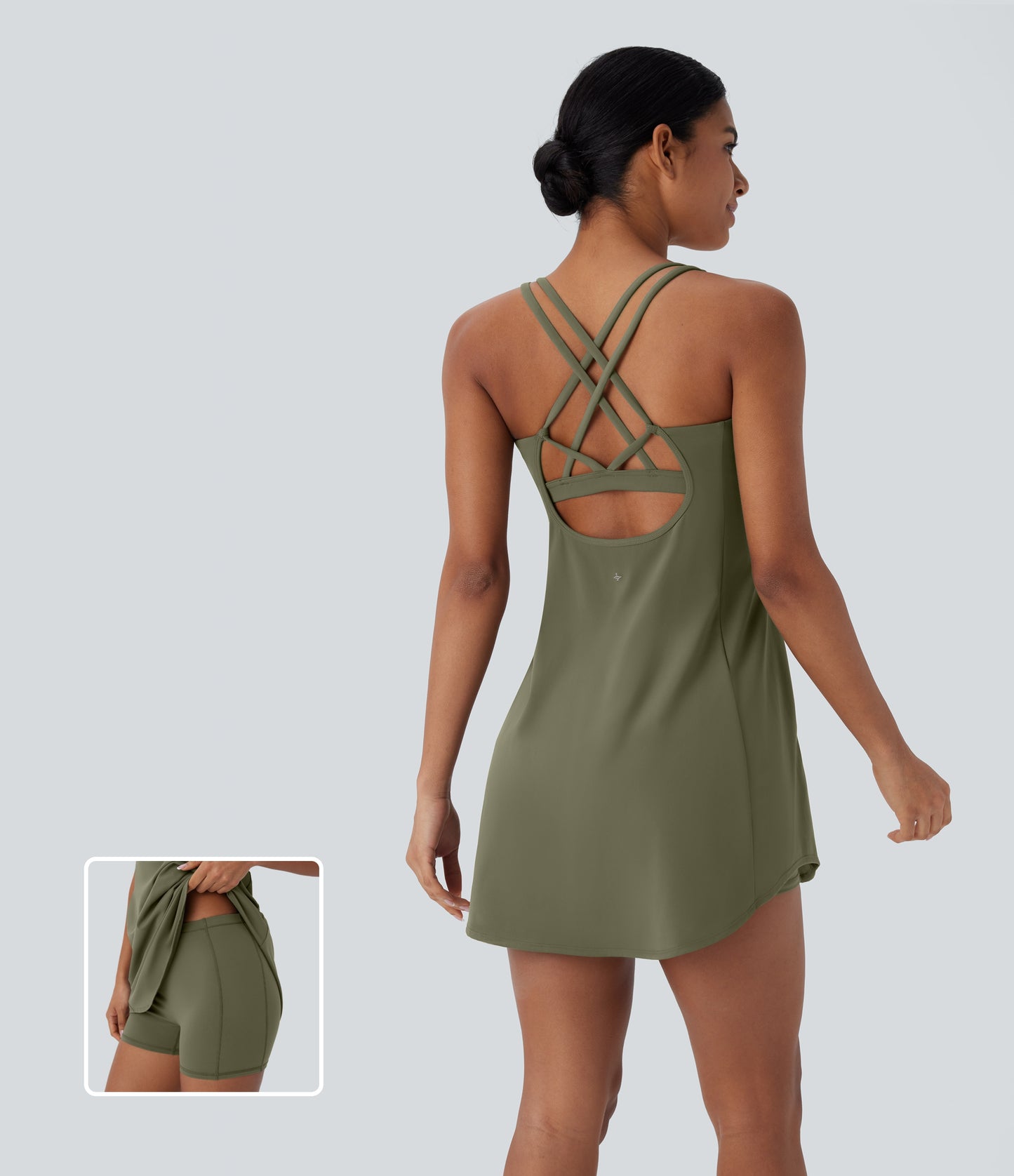 Cut Out Pocket 2-Piece Mini Yoga Active Dress