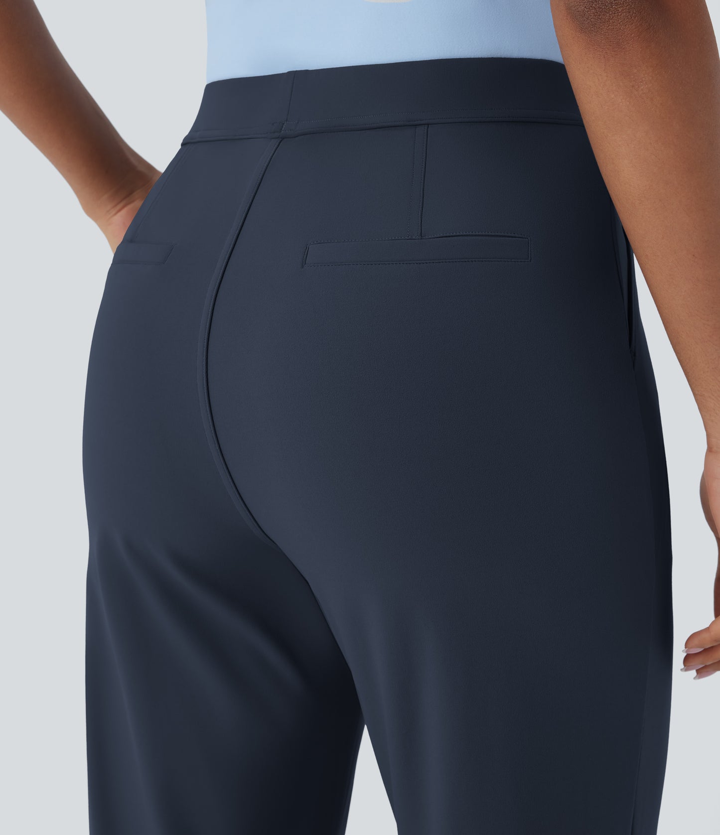 High Waisted Pocket Ankle Length Tapered Work Pants