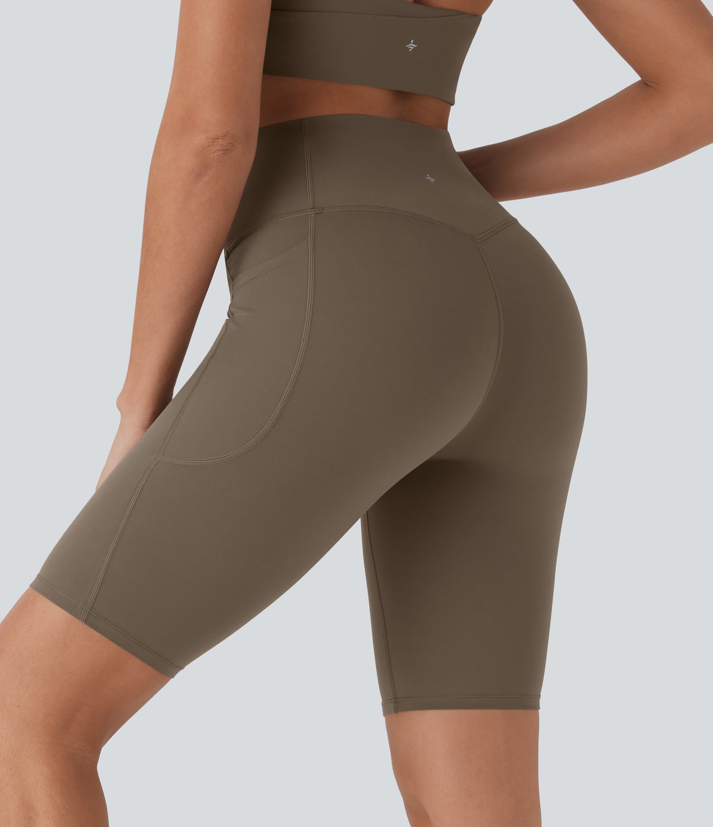 High Waisted Tummy Control Pocket Shaping Training Biker Shorts 9''