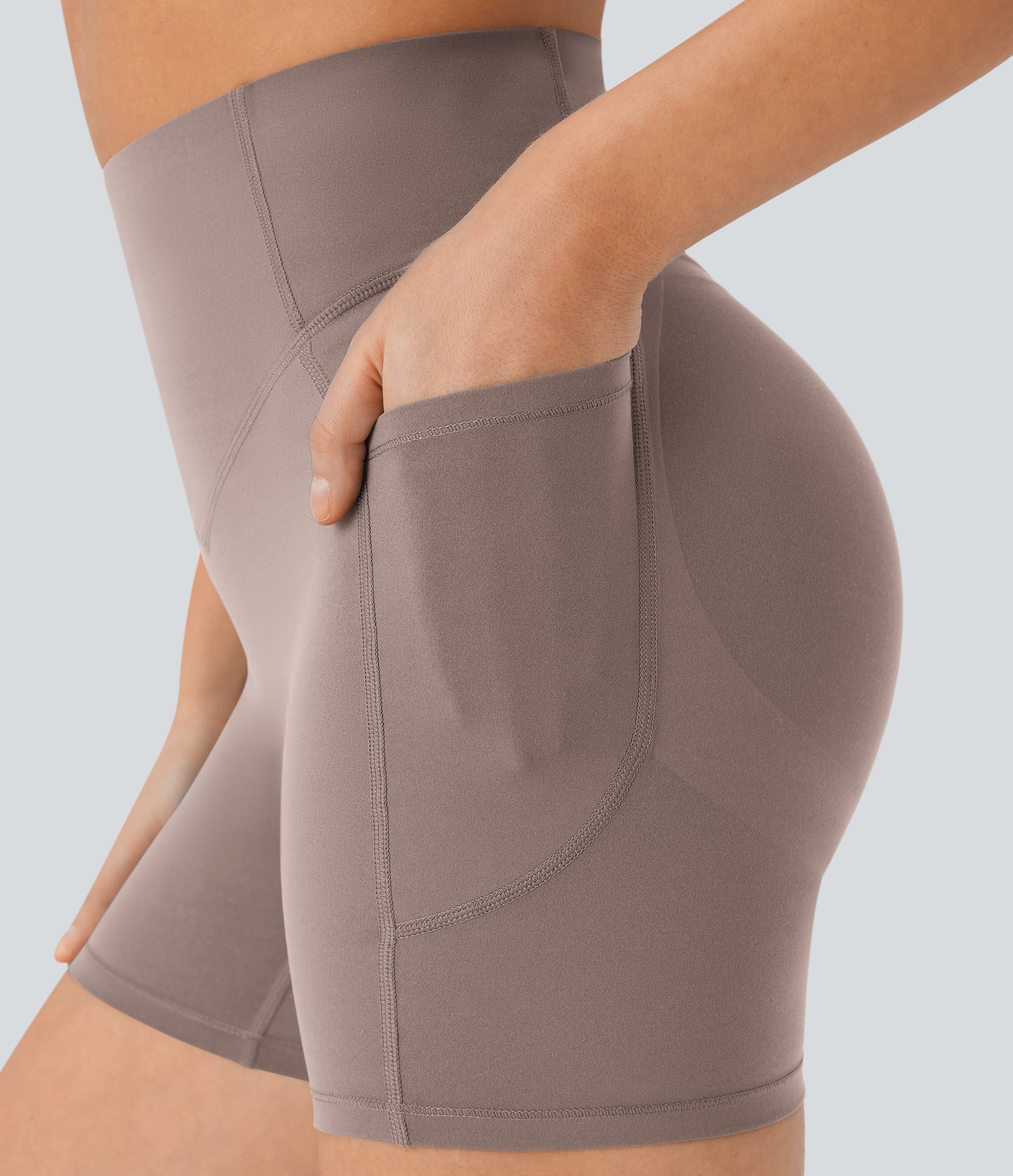 High Waisted Scrunch Butt Lifting Tummy Control Side Pocket Shaping Workout Biker Shorts 5''