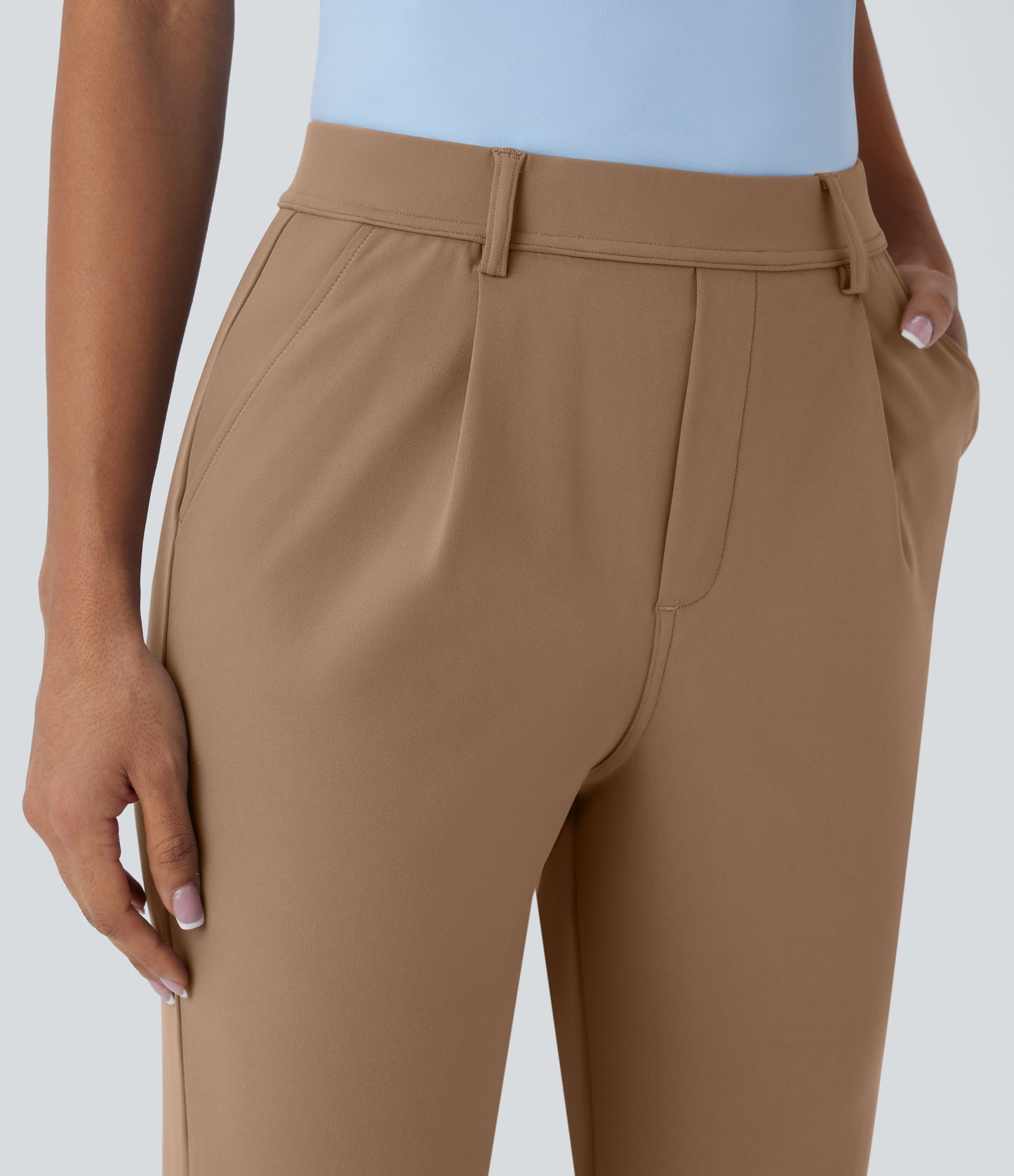 High Waisted Pocket Ankle Length Tapered Work Pants