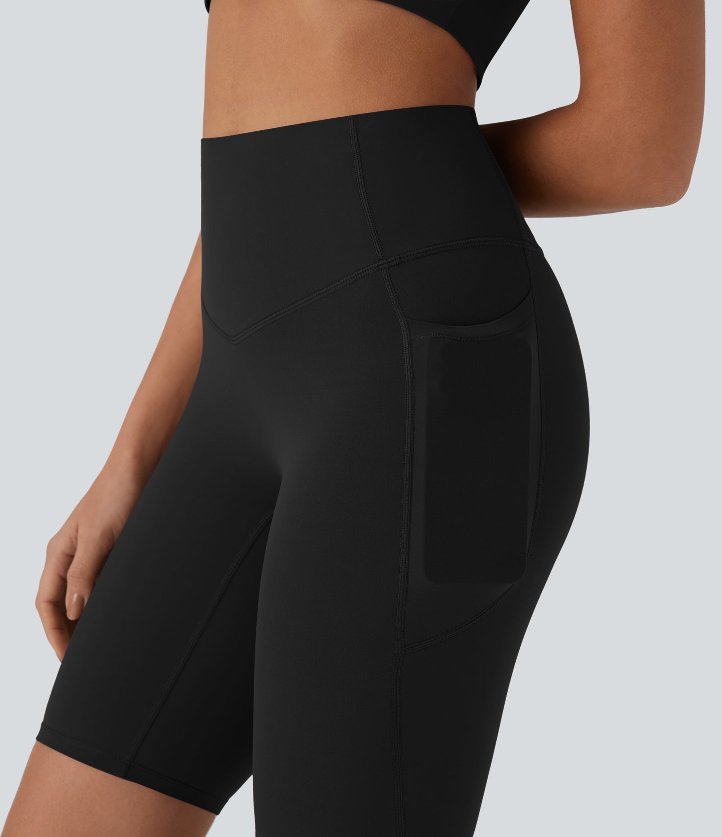 Short cycliste taille haute avec poches gainantes et effet gainant, 23 cm