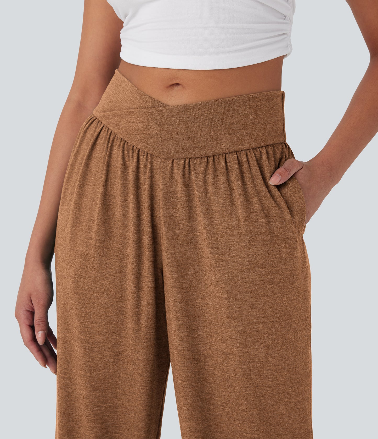 High Waisted Pocket Drawstring Casual Joggers