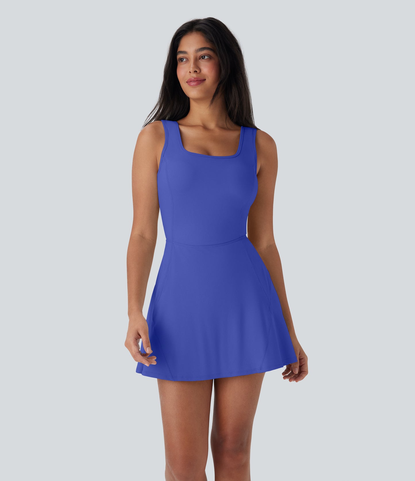 U Neck 2-in-1 Pocket Mini Cool Touch Dance Active Dress-Easy Peezy