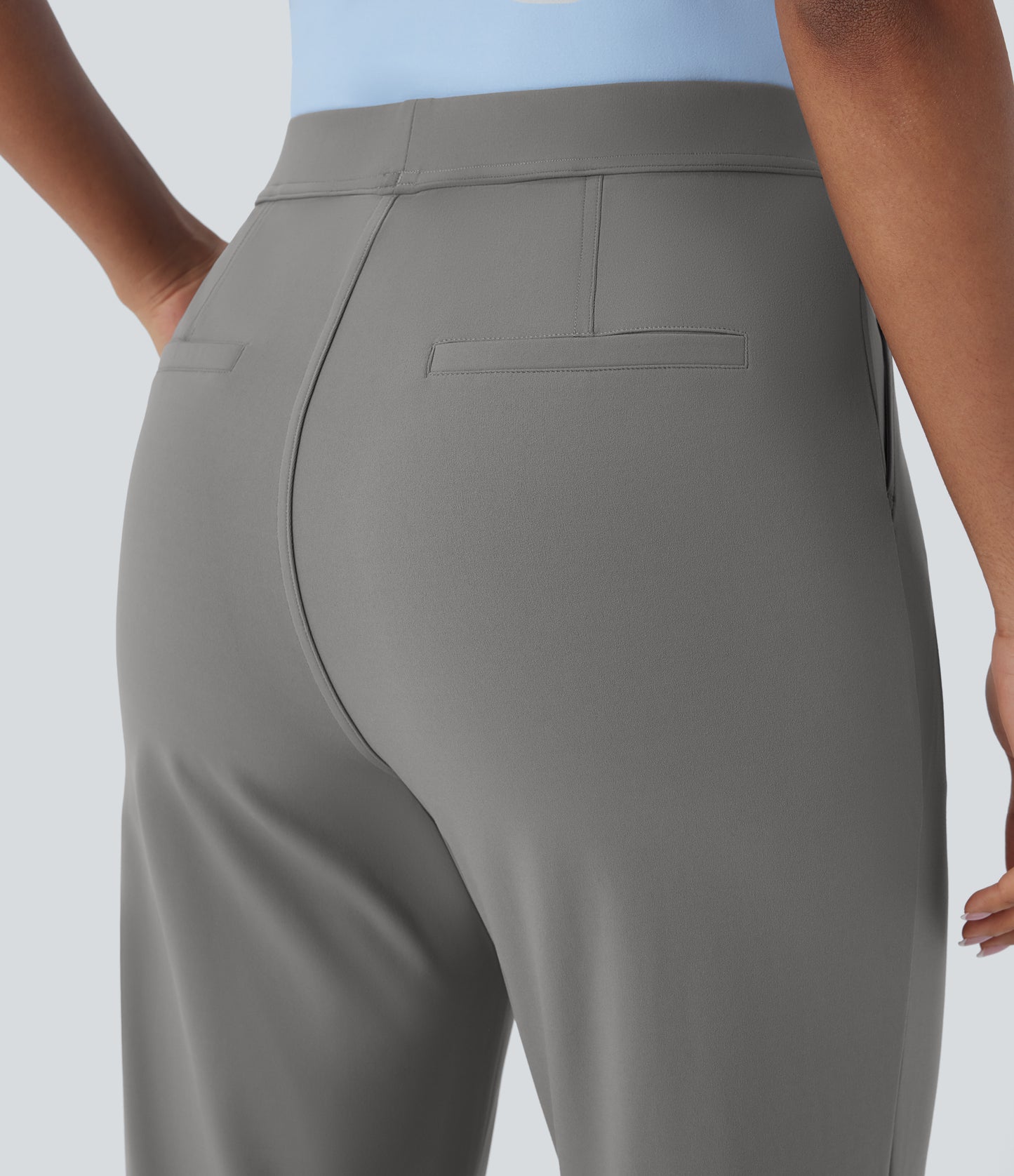 High Waisted Pocket Ankle Length Tapered Work Pants