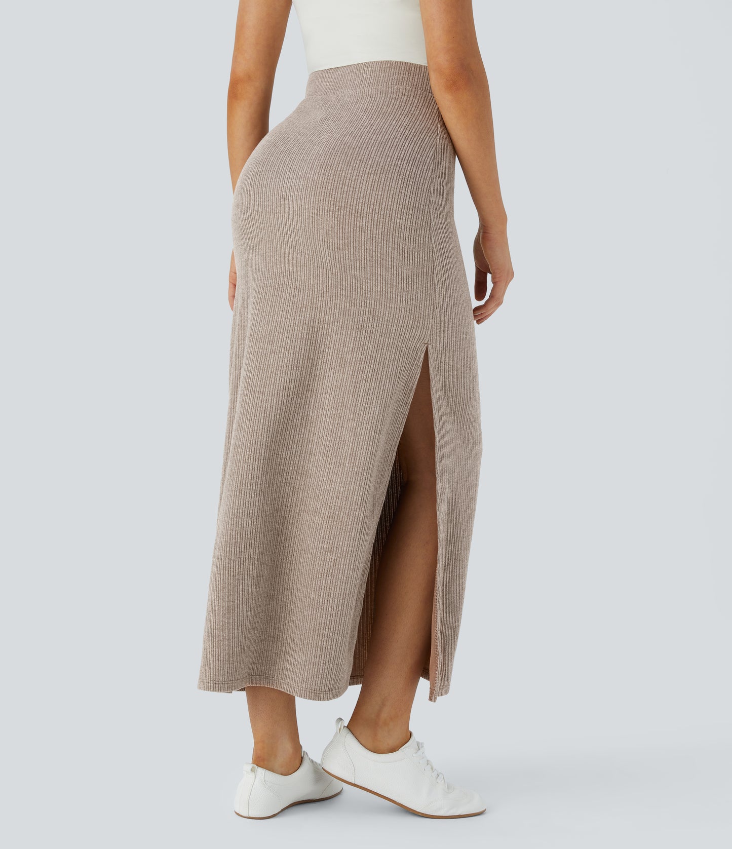 High Waisted Hem A Line Maxi Casual Skirt