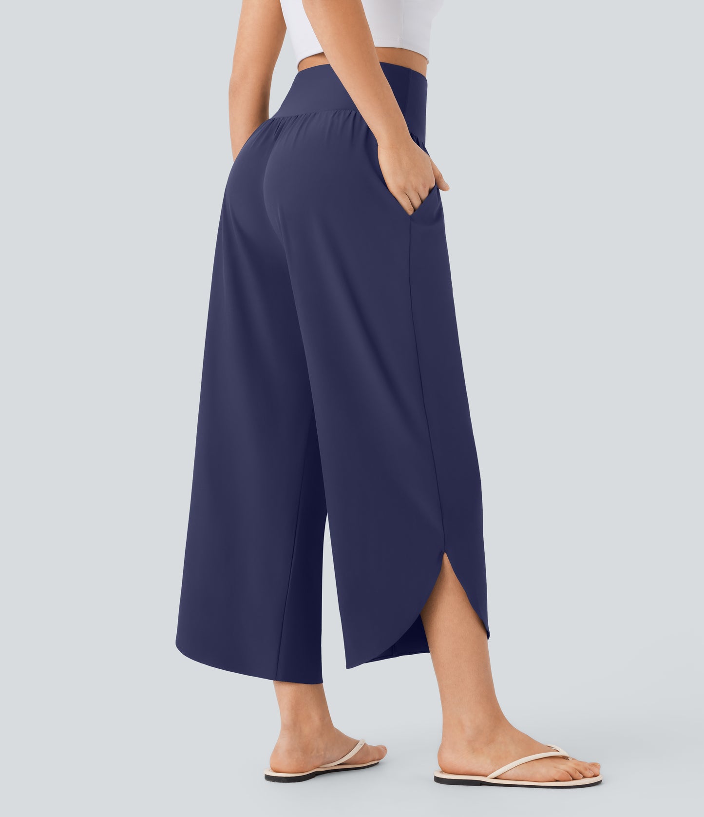 High Waisted Tummy Control Pocket Hem Quick Dry Pants