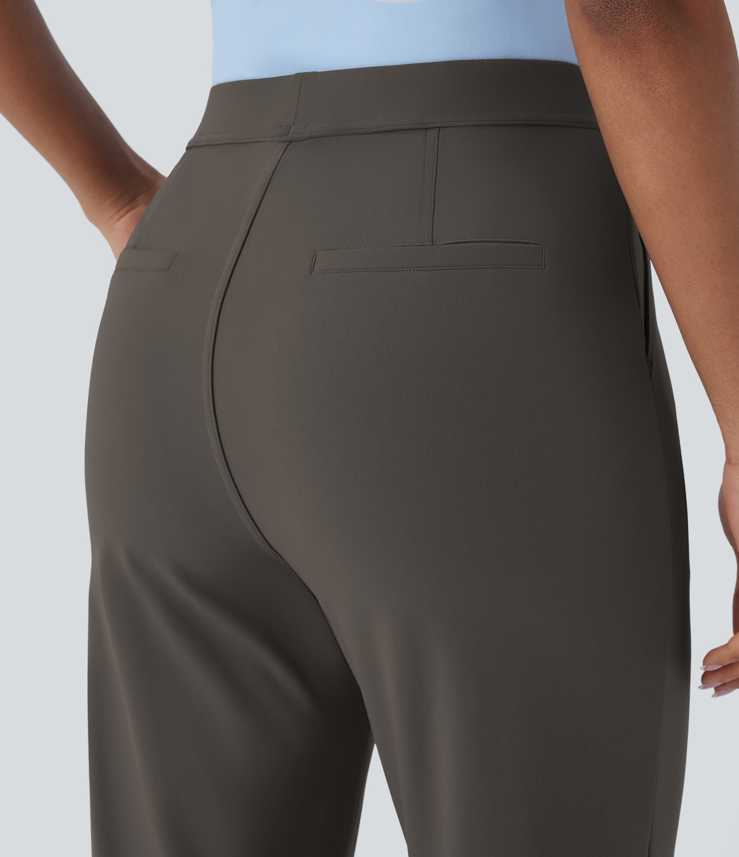 High Waisted Pocket Ankle Length Tapered Work Pants