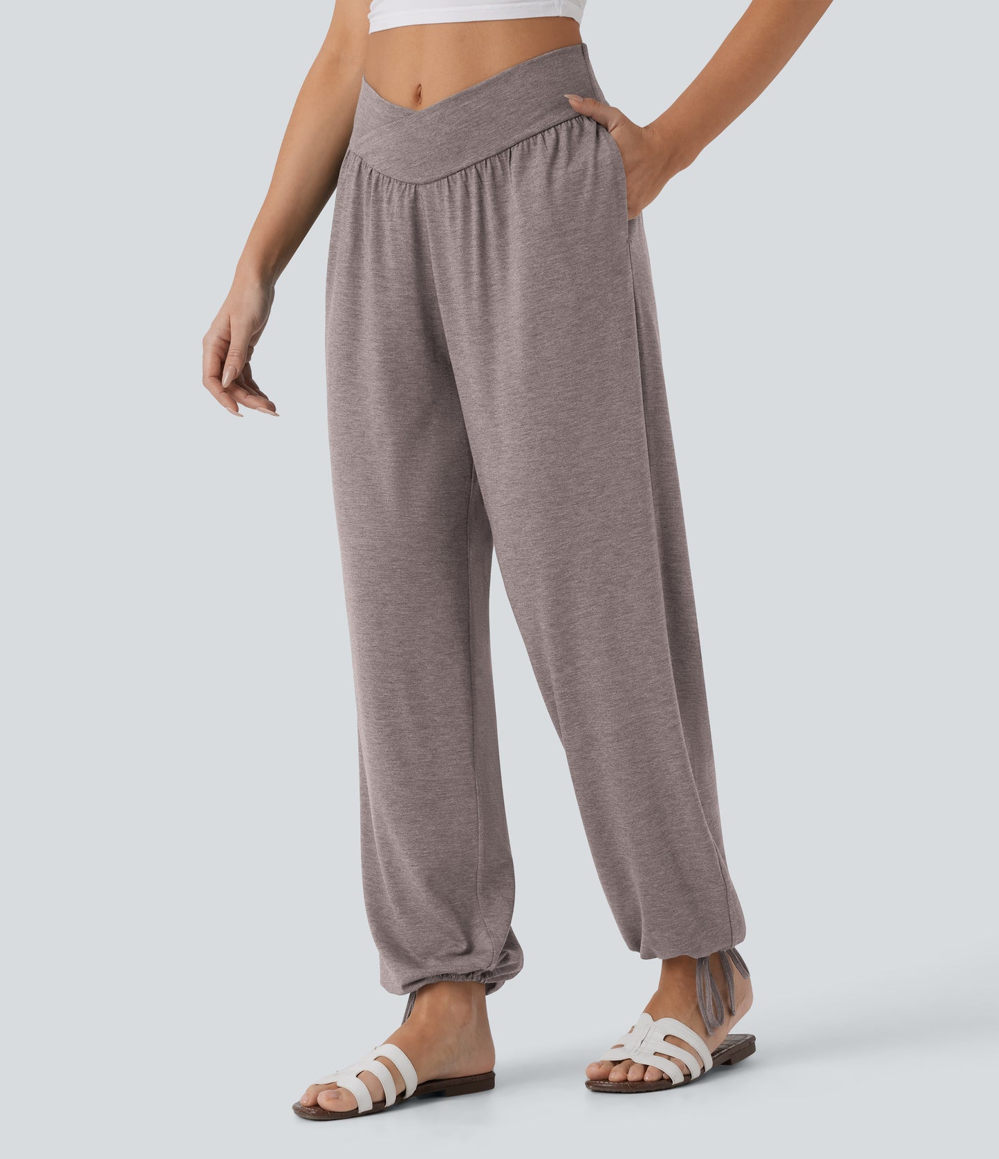High Waisted Pocket Drawstring Casual Joggers