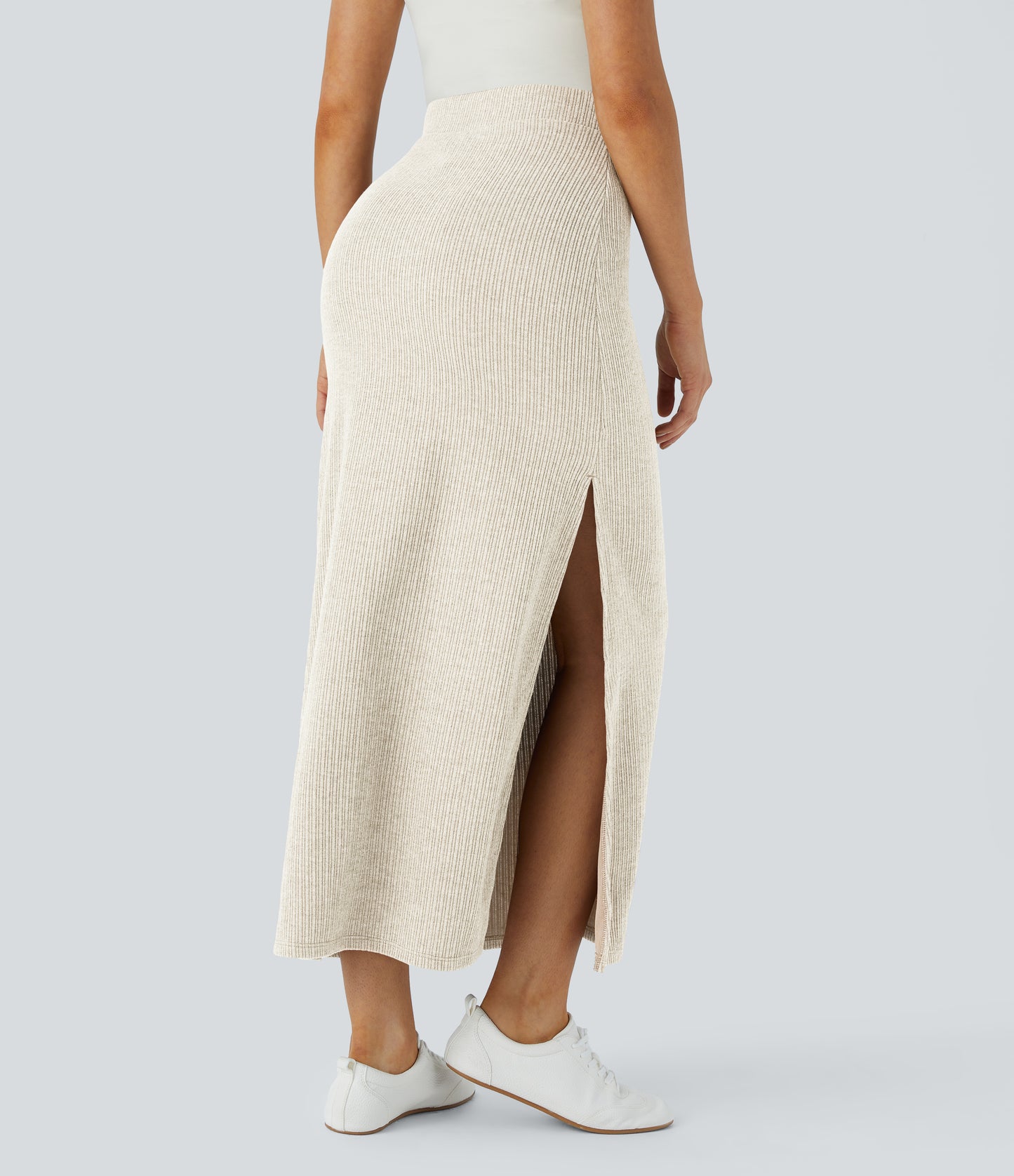 High Waisted Hem A Line Maxi Casual Skirt