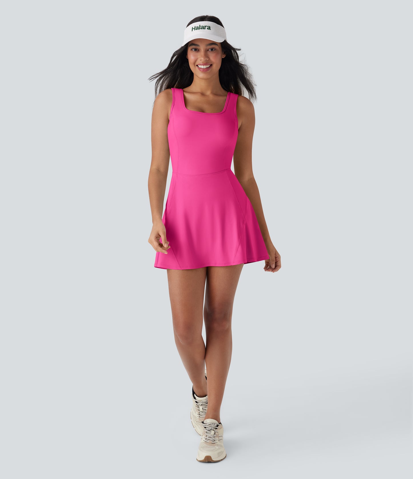 U Neck 2-in-1 Pocket Mini Cool Touch Dance Active Dress-Easy Peezy