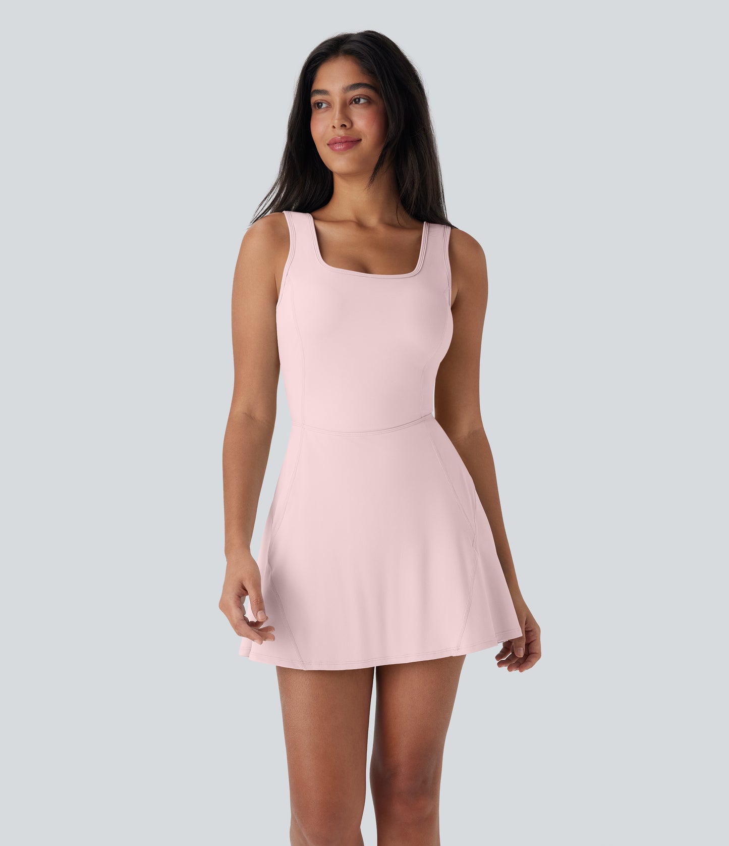 U Neck 2-in-1 Pocket Mini Cool Touch Dance Active Dress-Easy Peezy