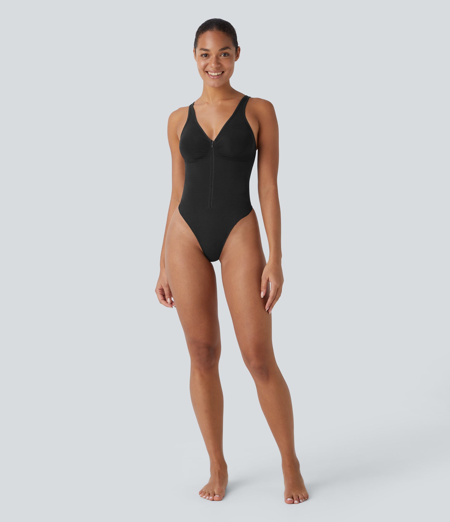 Seamless Flow Zipper Tummy Control Lounge Shapewear Bodysuit