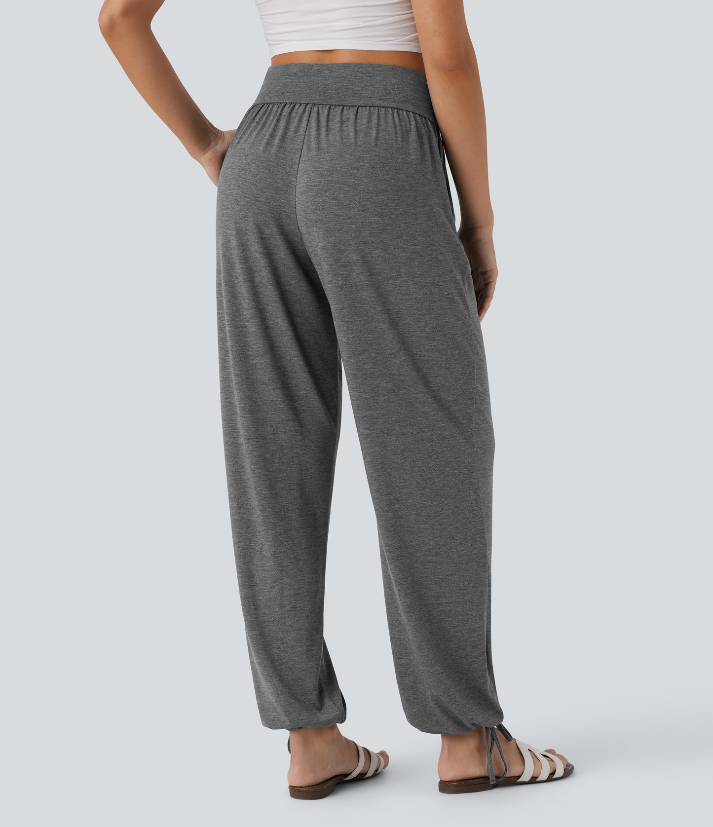 High Waisted Pocket Drawstring Casual Joggers